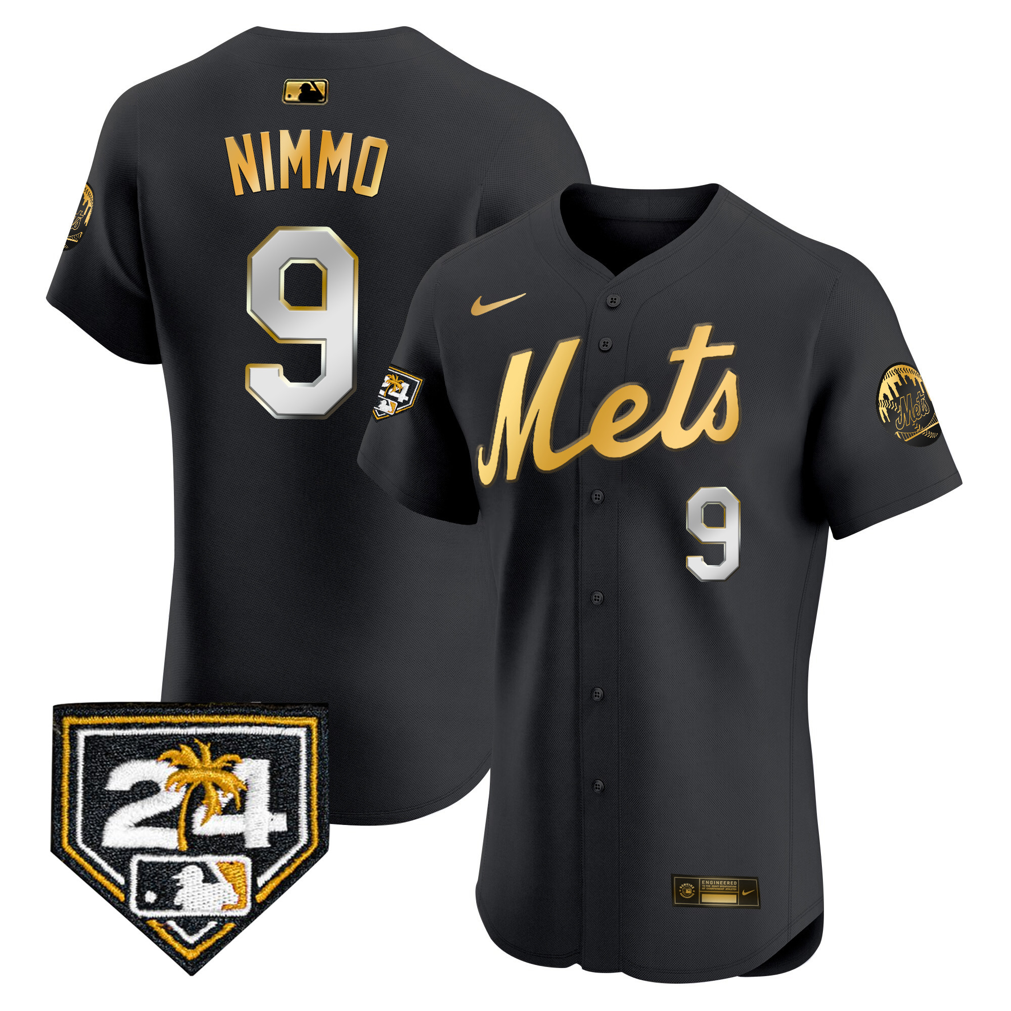 Brandon Nimmo Men's New York Mets Spring Training Vapor Premier Elite V2 Black Gold Jersey
