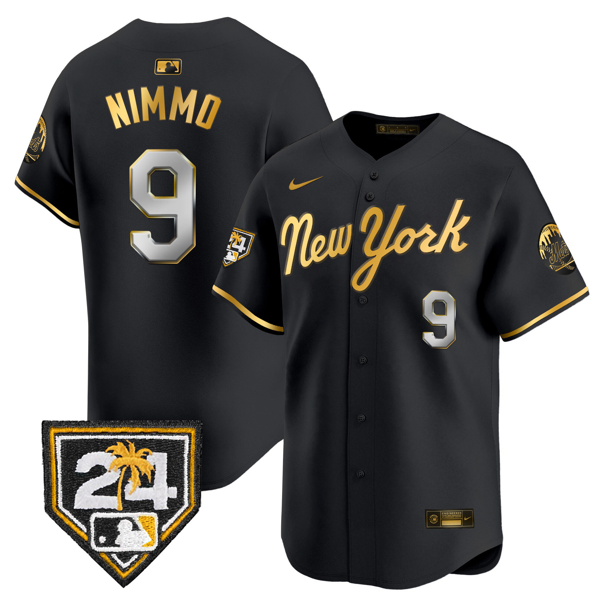 Brandon Nimmo Men's New York Mets Spring Training Vapor Premier Limited Black Gold Jersey