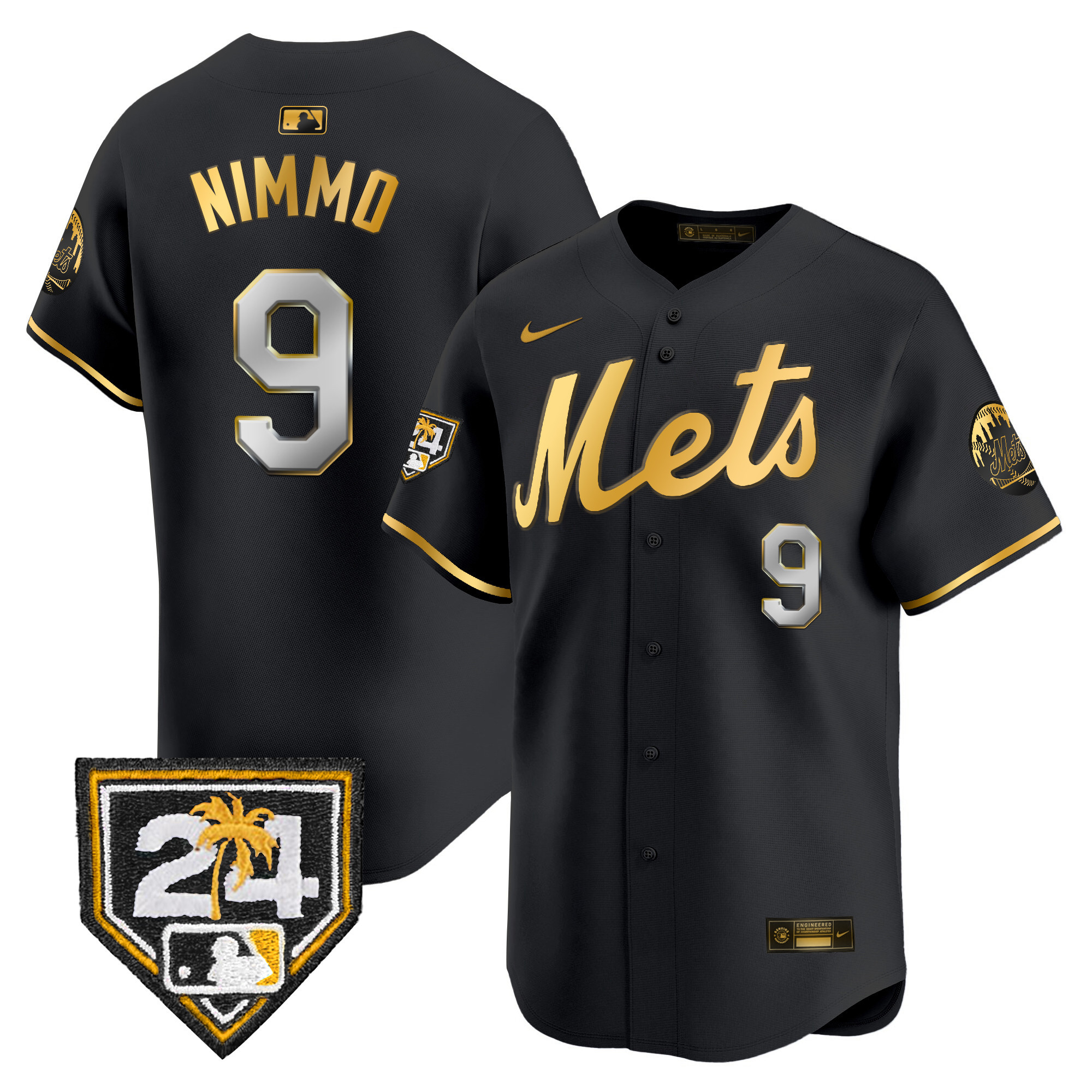 Brandon Nimmo Men's New York Mets Spring Training Vapor Premier Limited V2 Black Gold Jersey