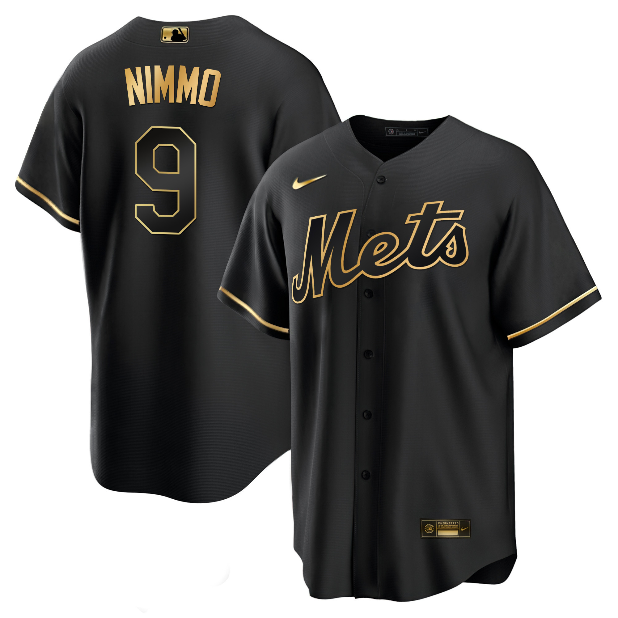 Brandon Nimmo Men's New York Mets Black Limited & Gold Cool Black Gold Jersey