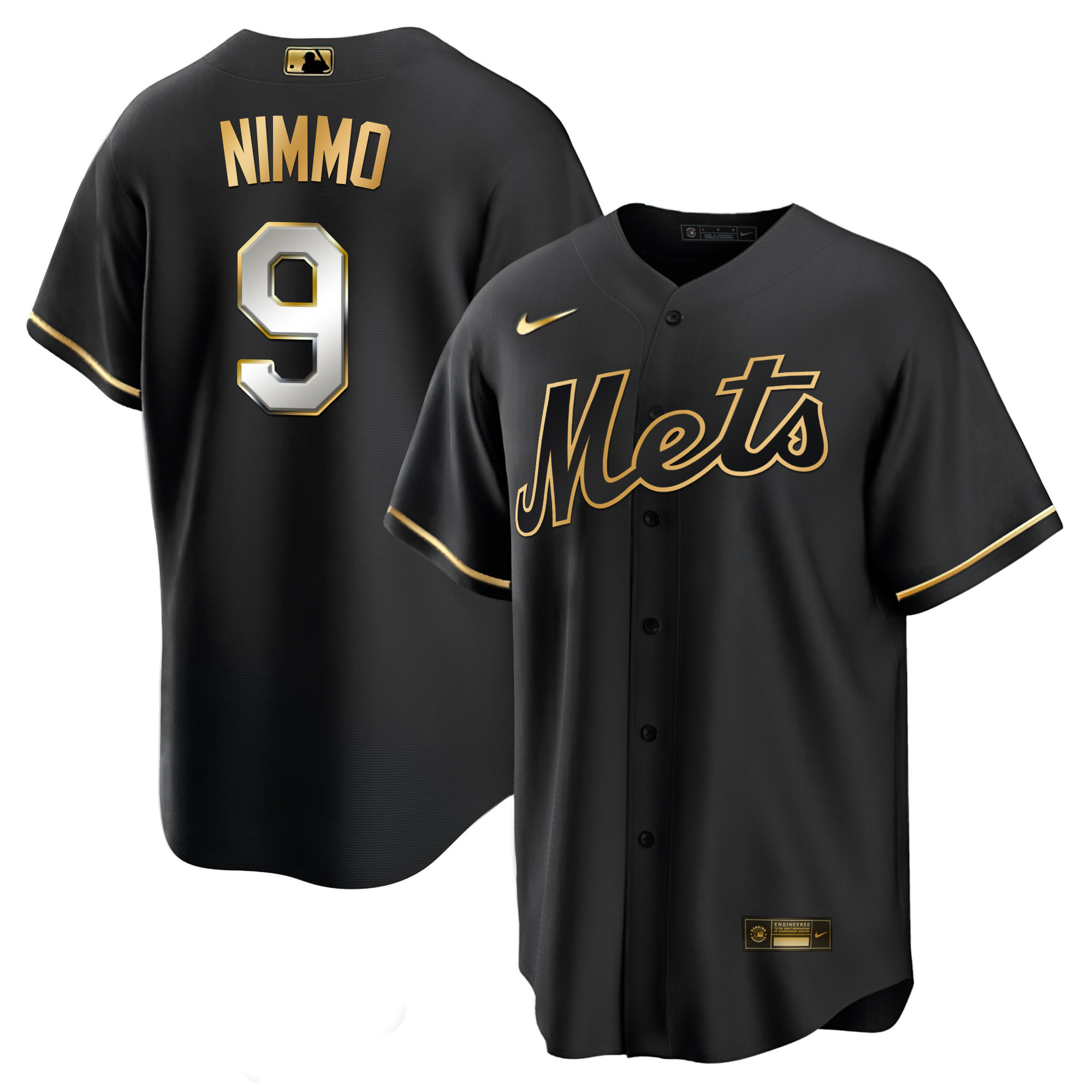 Brandon Nimmo Men's New York Mets Black Limited & Gold Cool Black Limited Jersey