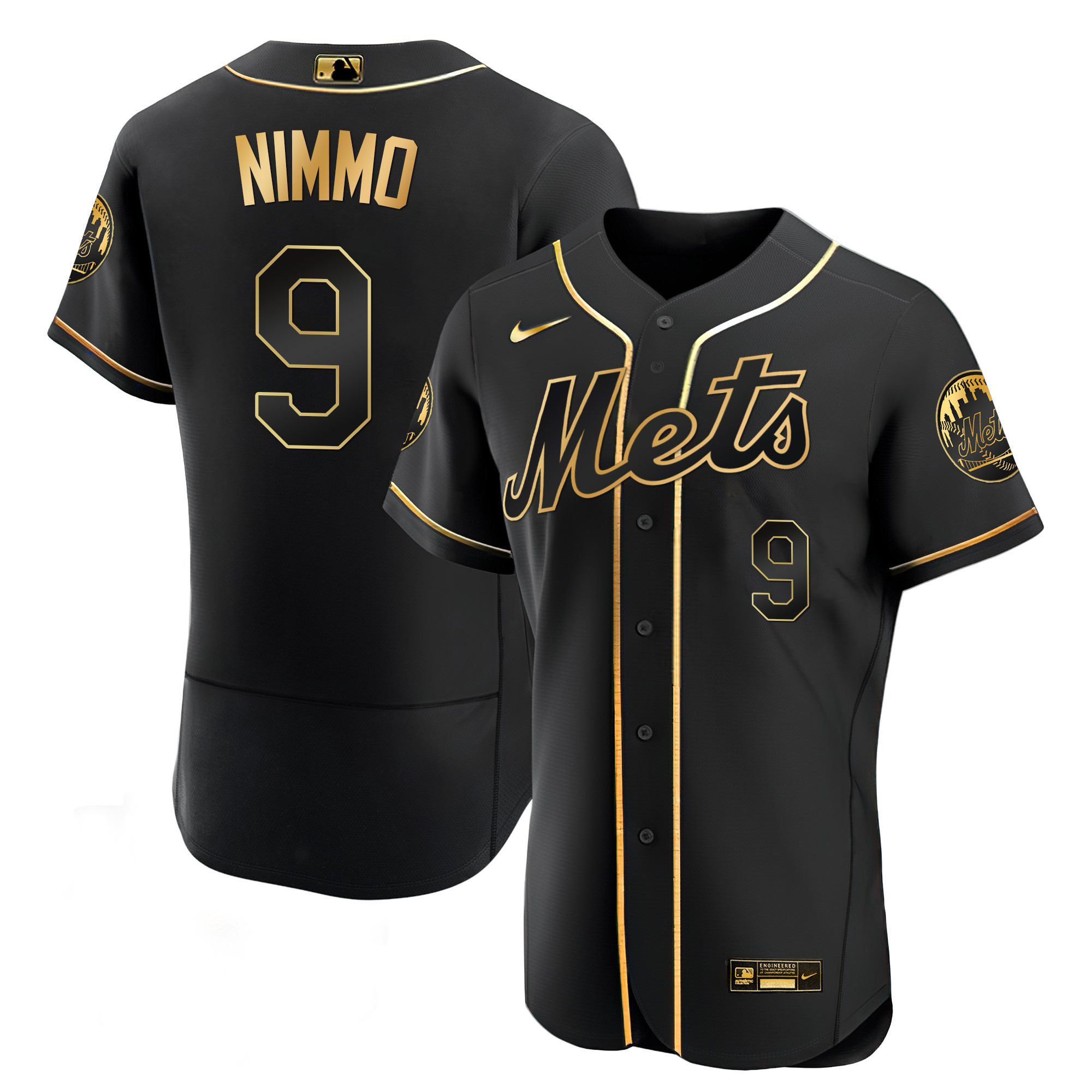 Brandon Nimmo Men's New York Mets Black Limited & Gold Flex Black Gold Jersey