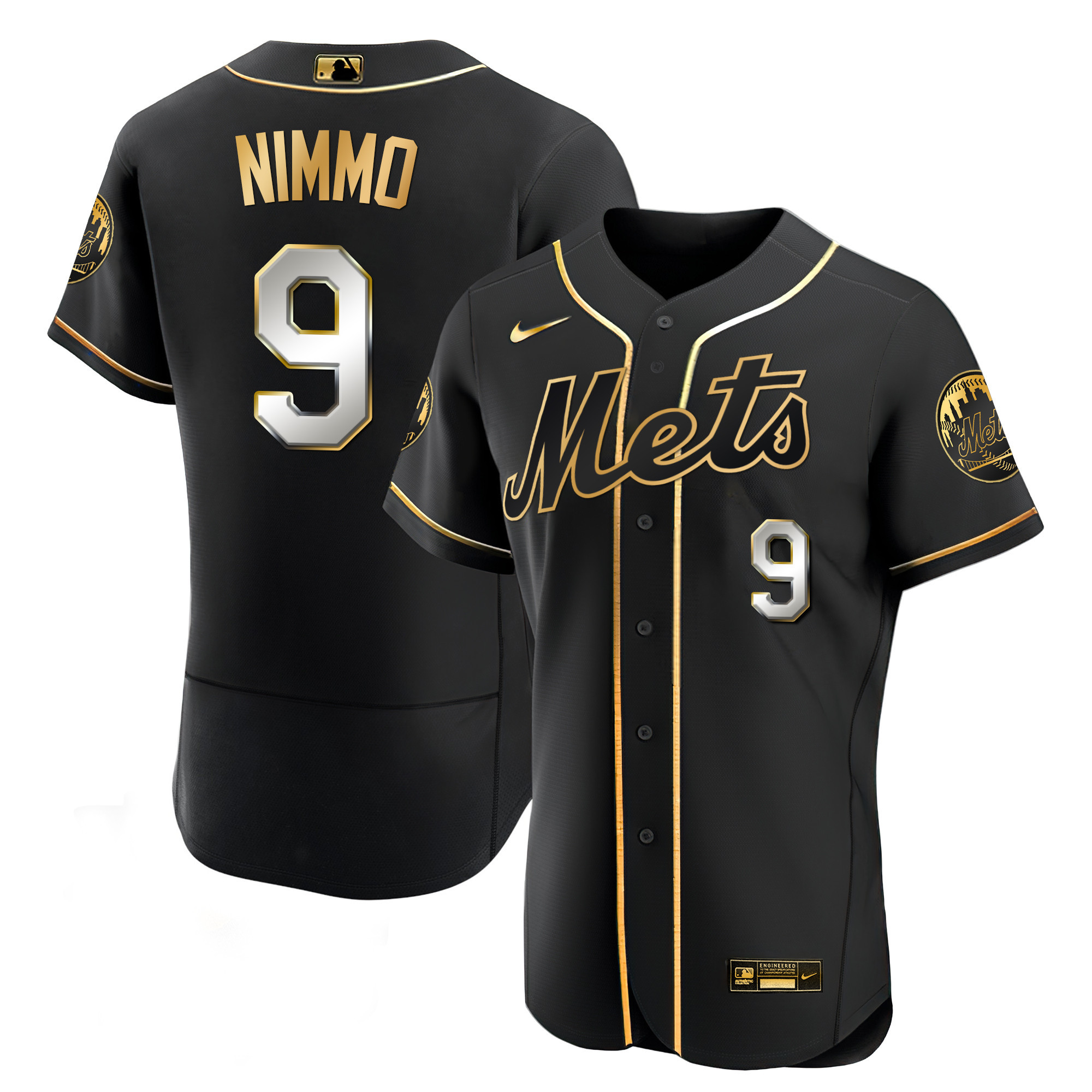 Brandon Nimmo Men's New York Mets Black Limited & Gold Flex Black Limited Jersey