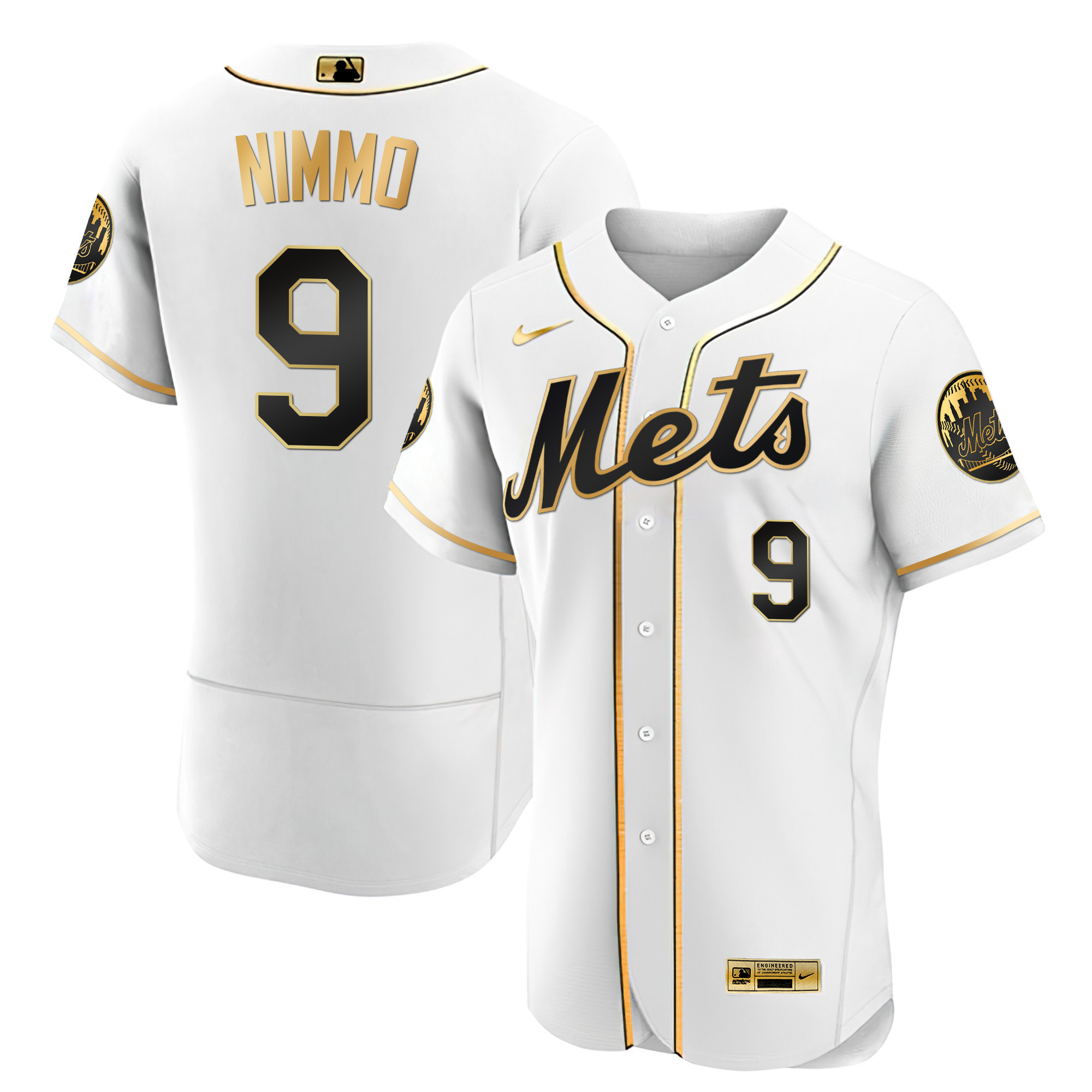 Brandon Nimmo Men's New York Mets Black Limited & Gold Flex White Gold Jersey
