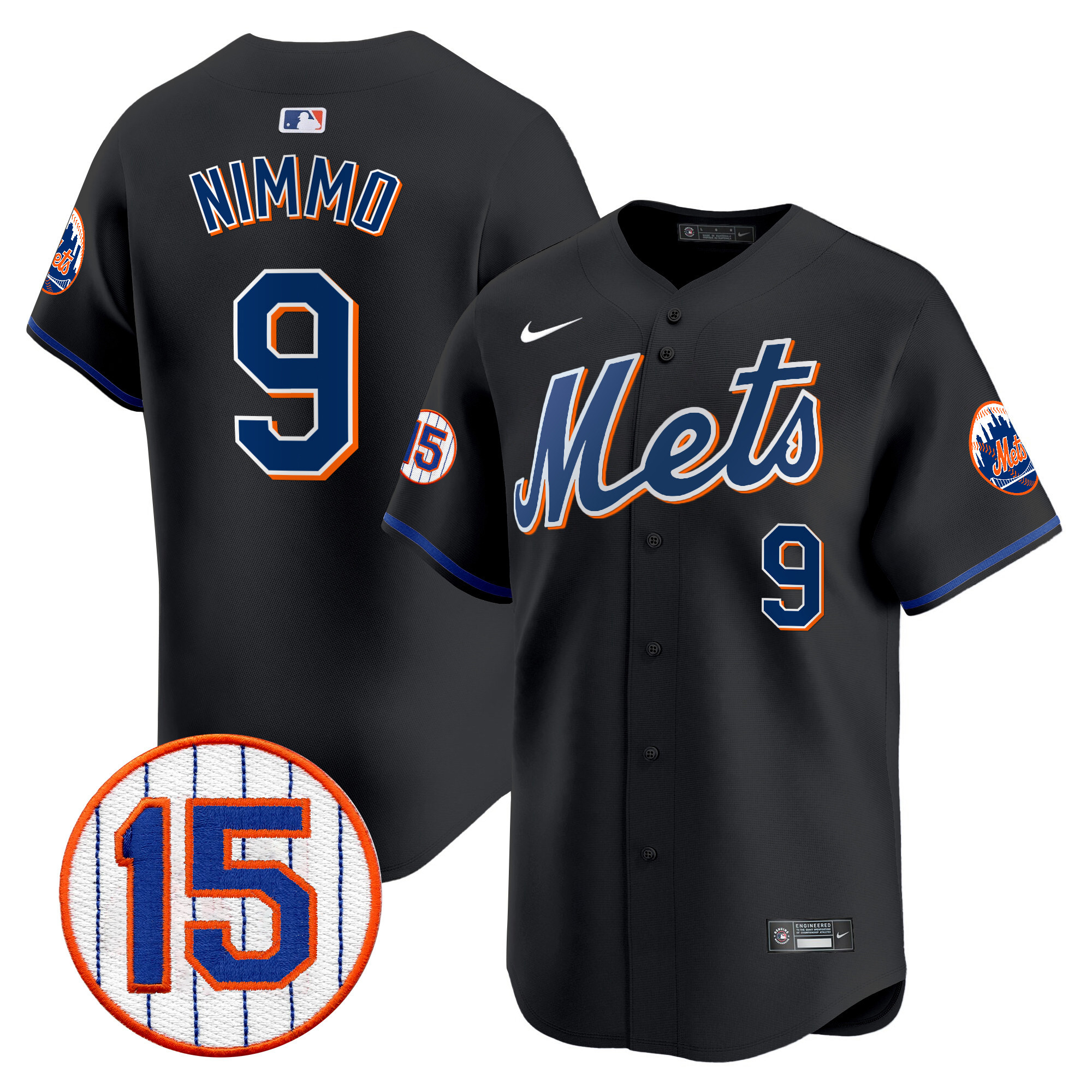 Brandon Nimmo Men's New York Mets Jerry Grote Patch Vapor Premier Limited Black Jersey