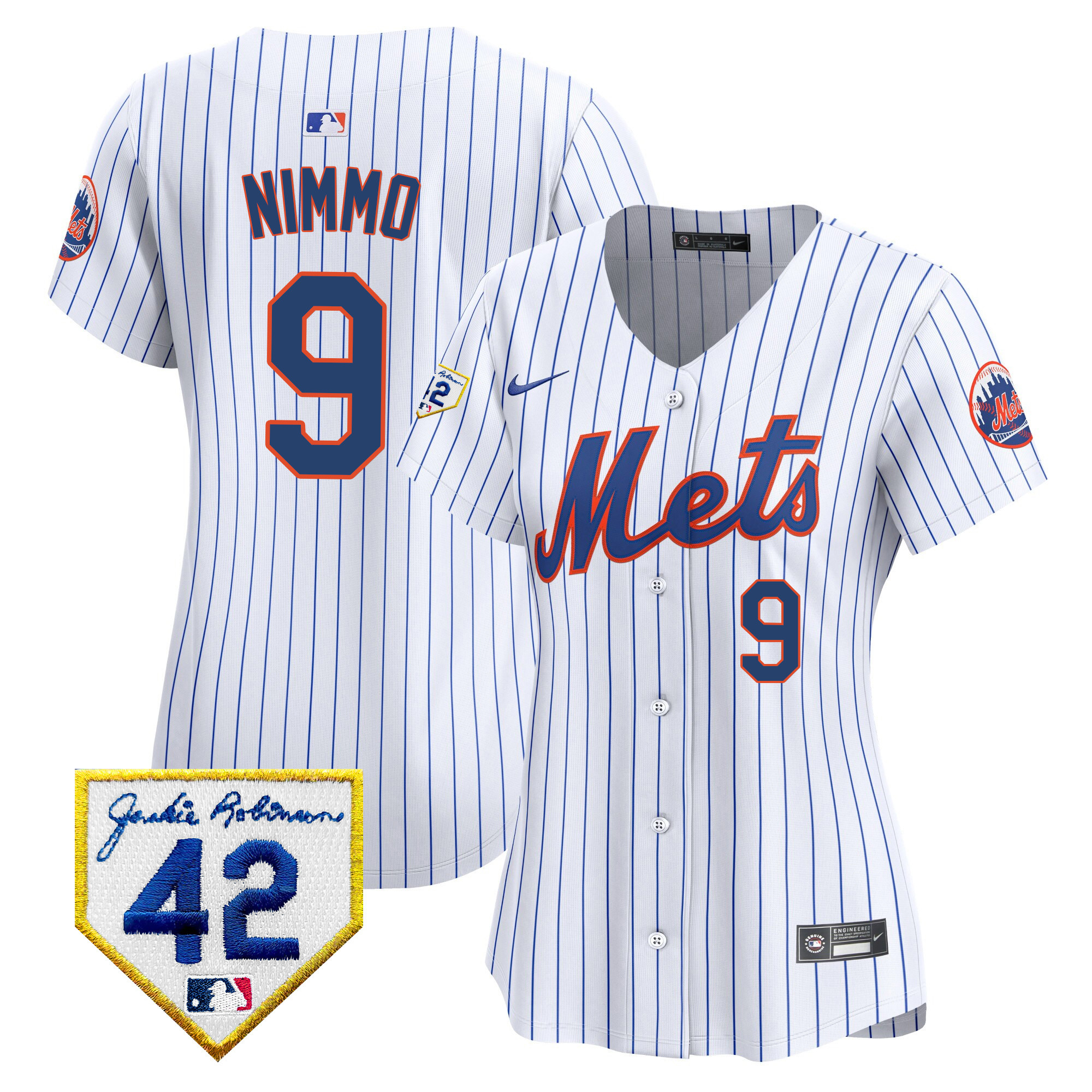 Brandon Nimmo Women's New York Mets Jackie Robinson Patch Vapor Premier Limited White Jersey