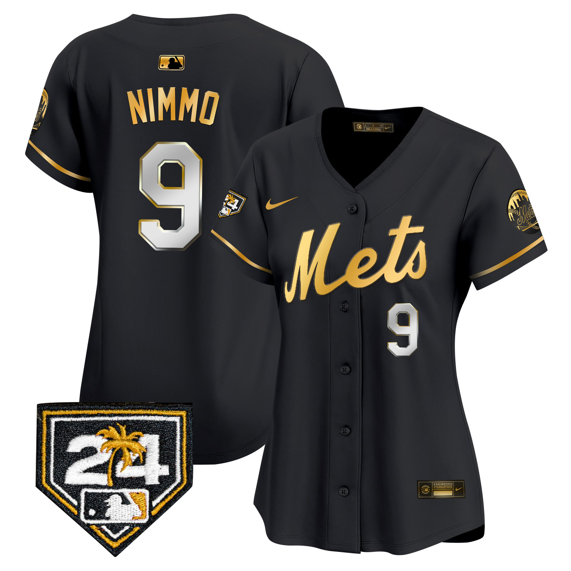 Brandon Nimmo Women's New York Mets Spring Training Vapor Premier Limited V2 Black Gold Jersey