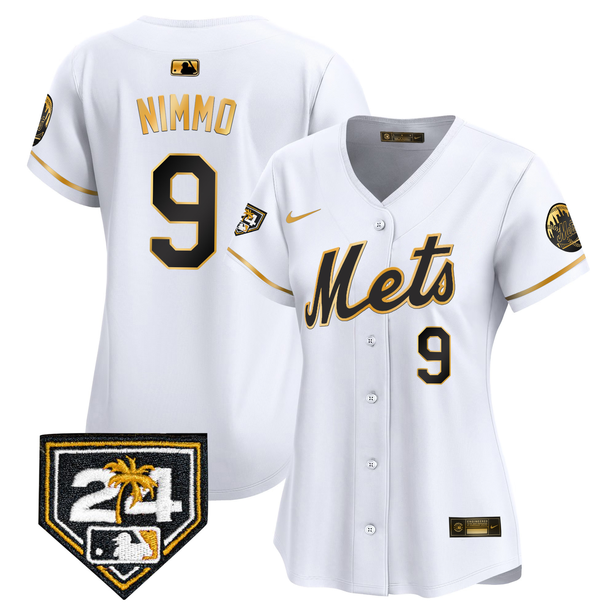 Brandon Nimmo Women's New York Mets Spring Training Vapor Premier Limited V2 White Gold Jersey
