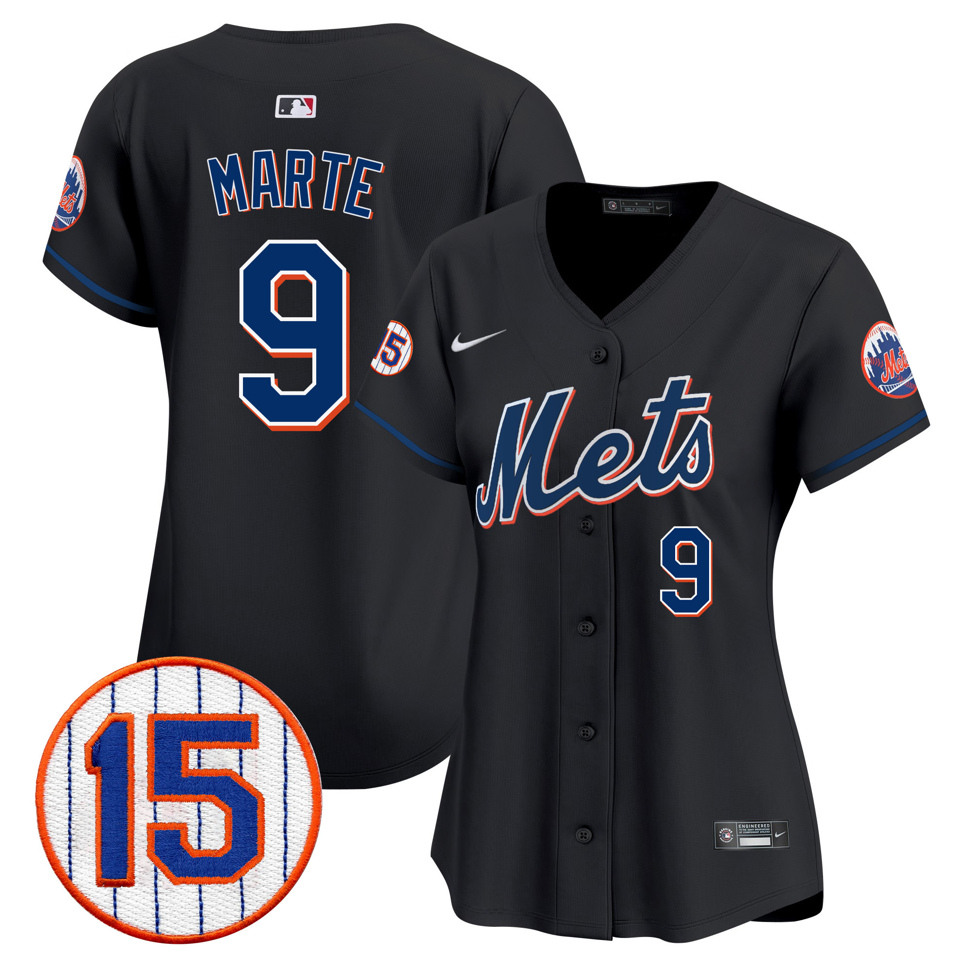 Brandon Nimmo Women's New York Mets Jerry Grote Patch Vapor Premier Limited Black Jersey