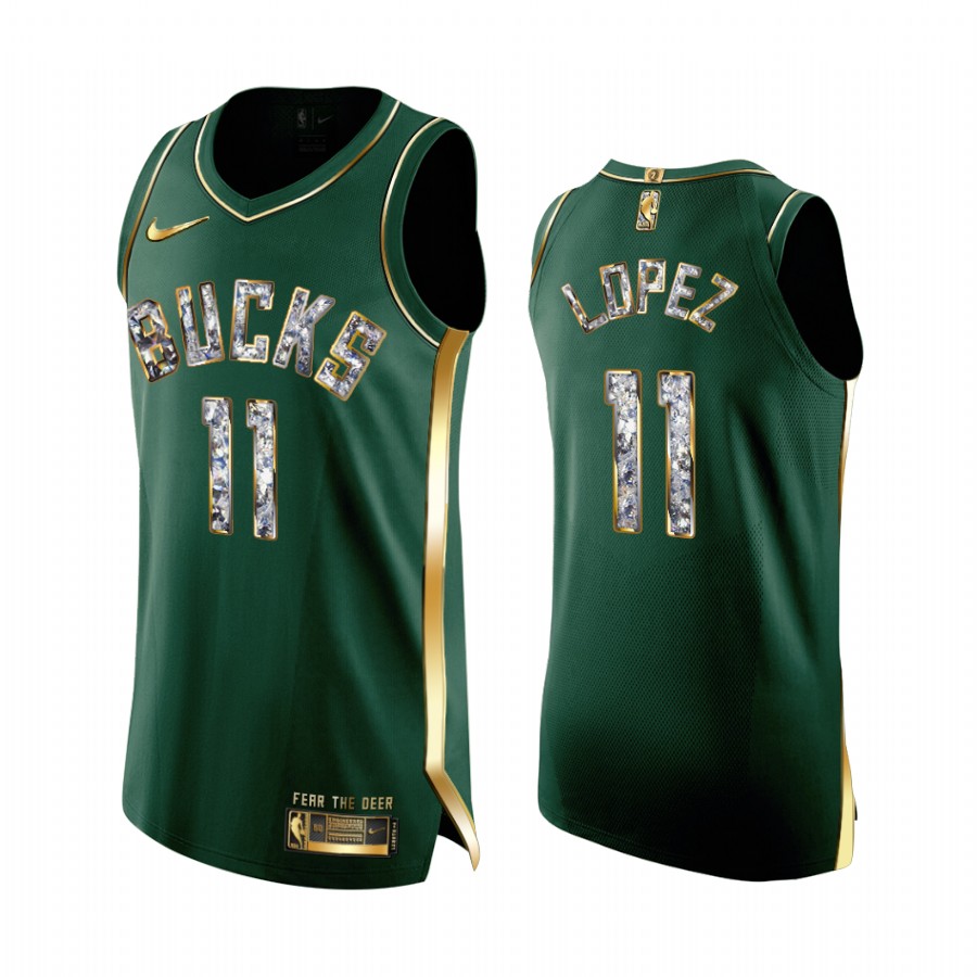 Brook Lopez Green #11 Milwaukee Bucks Playoffs Jersey Diamond Edition