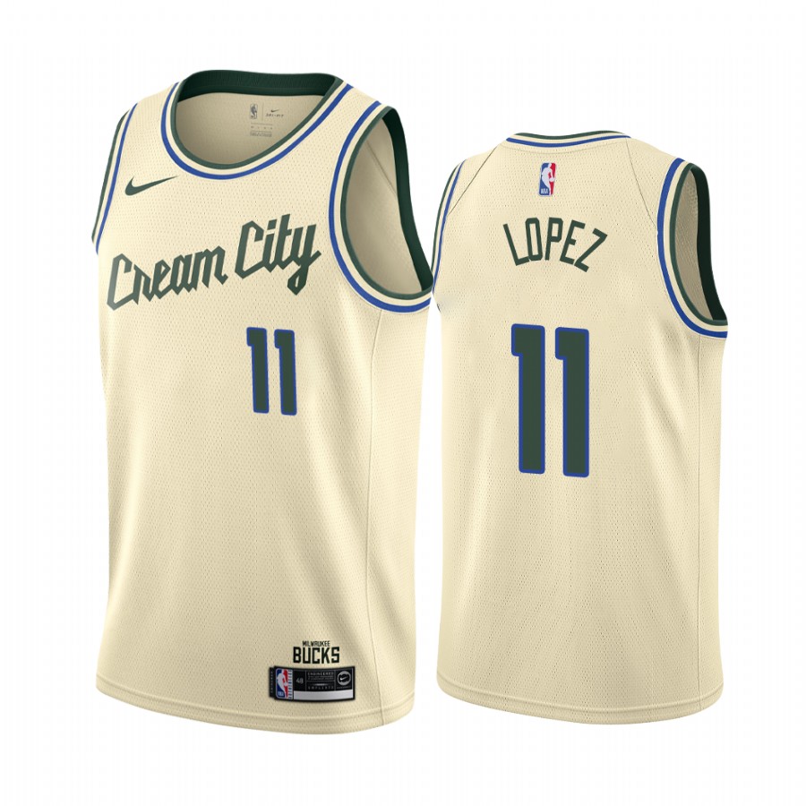 Brook Lopez Milwaukee Bucks Cream City Edition Jersey