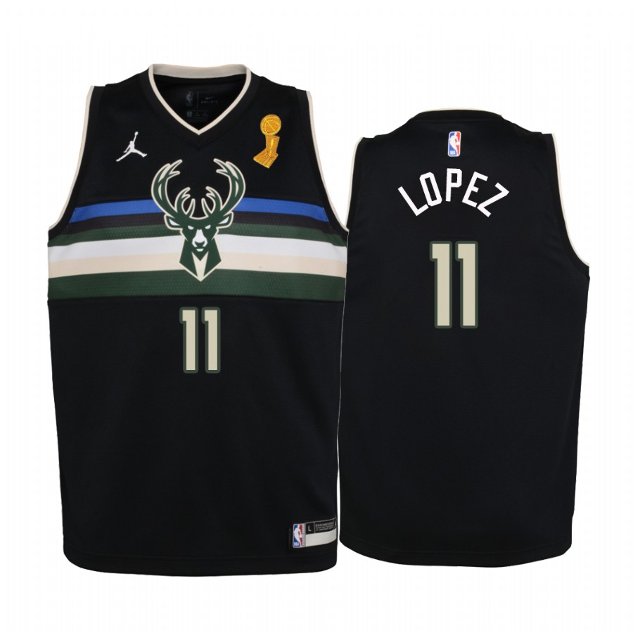 Brook Lopez Milwaukee Bucks Black Finals Champions Youth Jersey