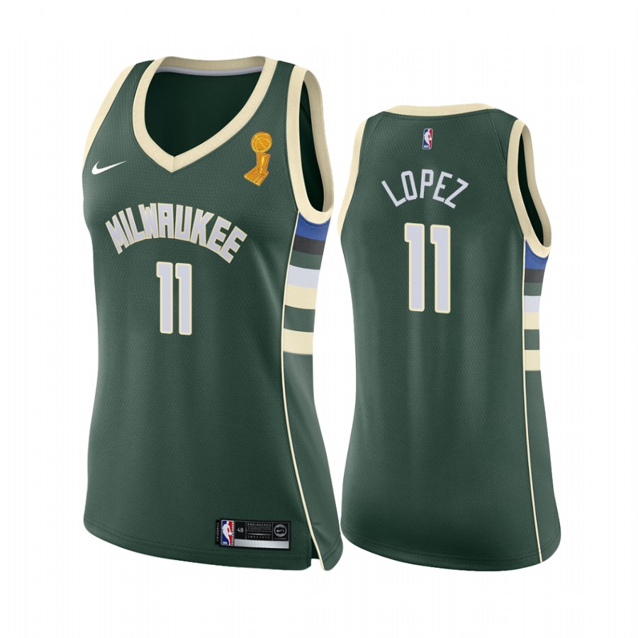 Brook Lopez Milwaukee Bucks Green Finals Champions Women Jersey