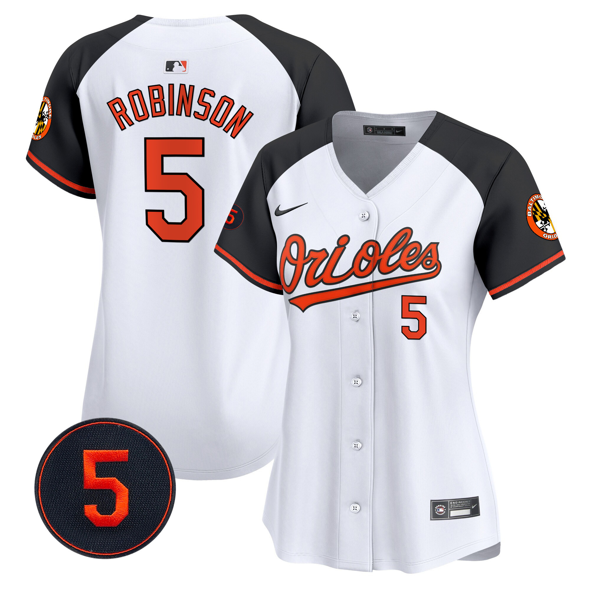 Brooks Robinson Women’s Baltimore Orioles Robinson Patch Vapor Premier Limited Alternate Jersey - All Stitched