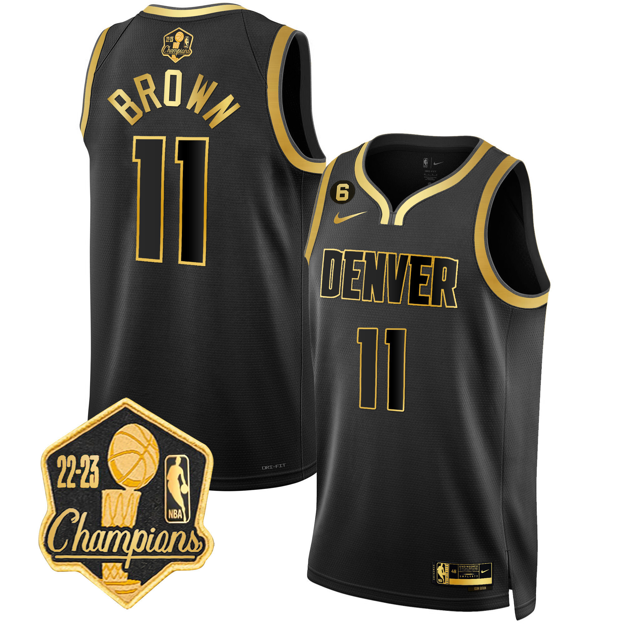 Bruce Brown Men's Denver Nuggets Champions Limited Patch Black Gold Jersey - All Stitched