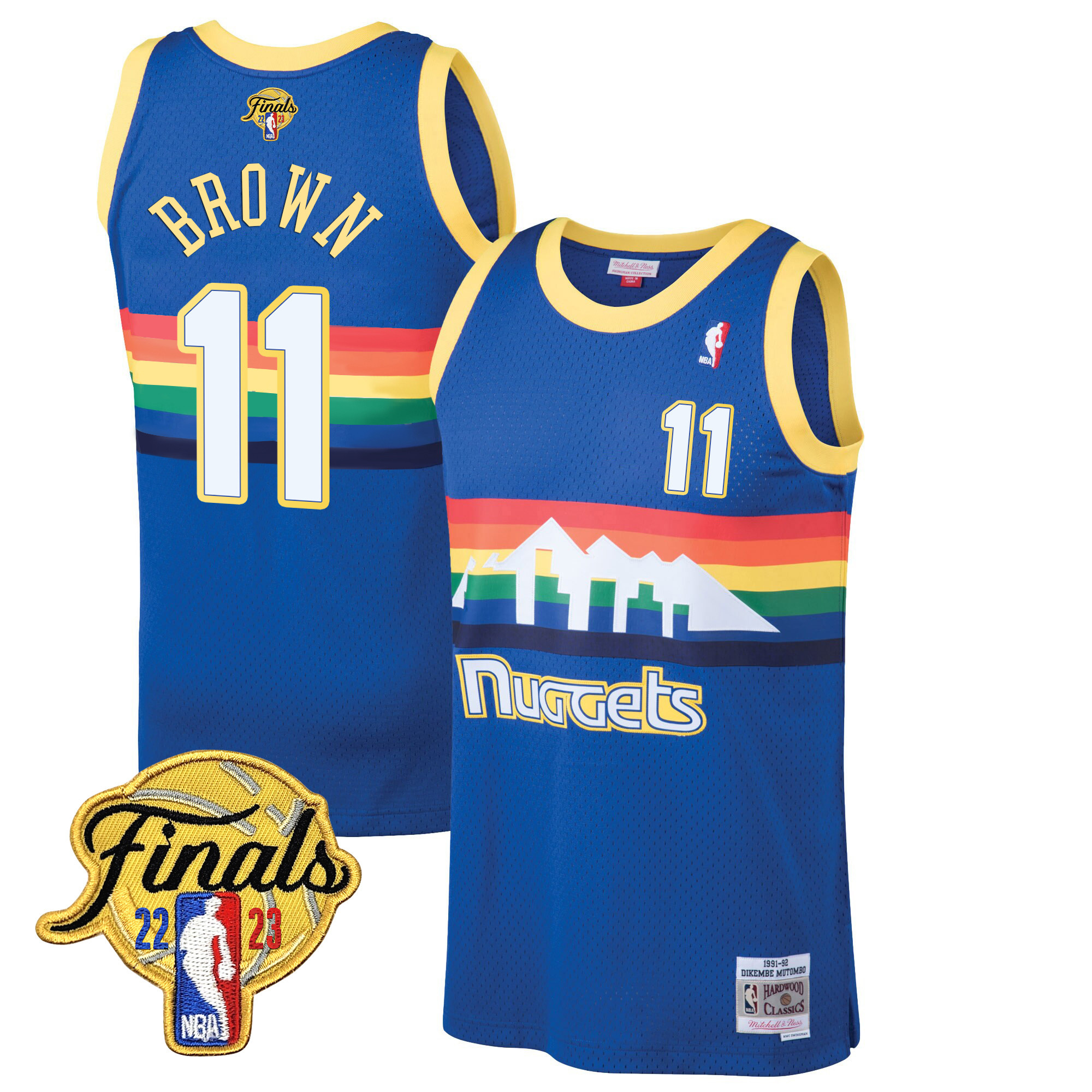 Bruce Brown Men's Denver Nuggets Finals Patch Collection V2 Blue Classic Jersey - All Stitched