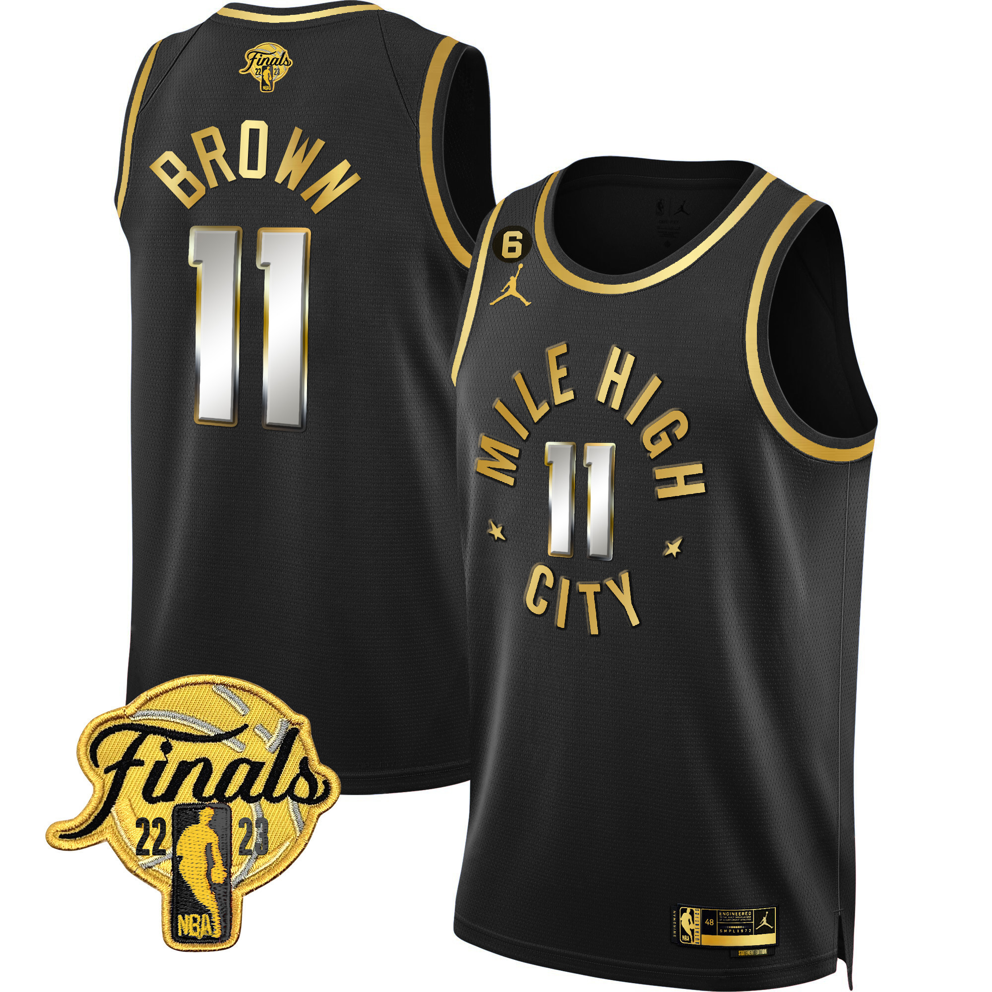 Bruce Brown Men's Denver Nuggets Finals Patch Gold Statement Limited Jersey - All Stitched