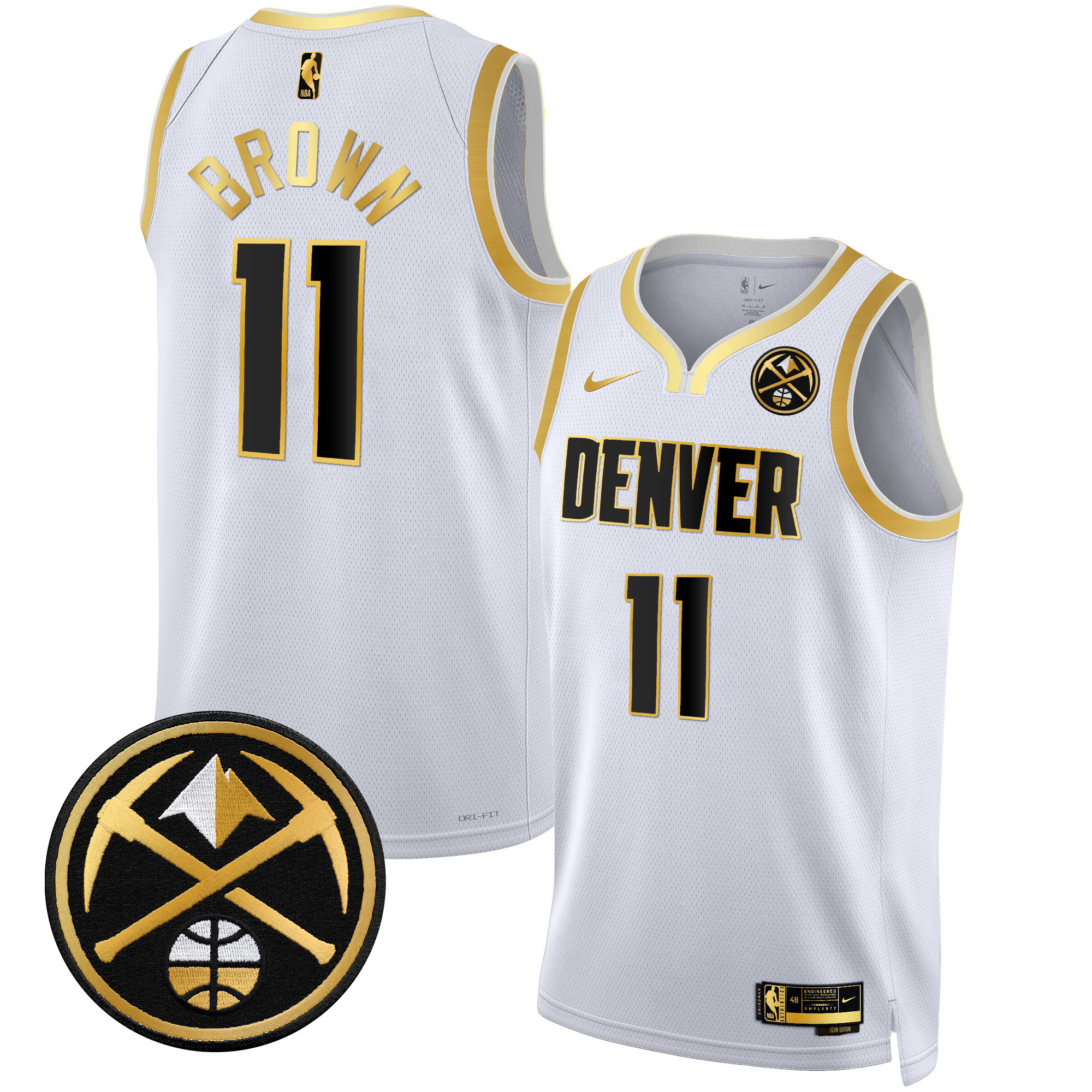 Bruce Brown Men's Denver Nuggets Swingman White Gold Jersey - All Stitched