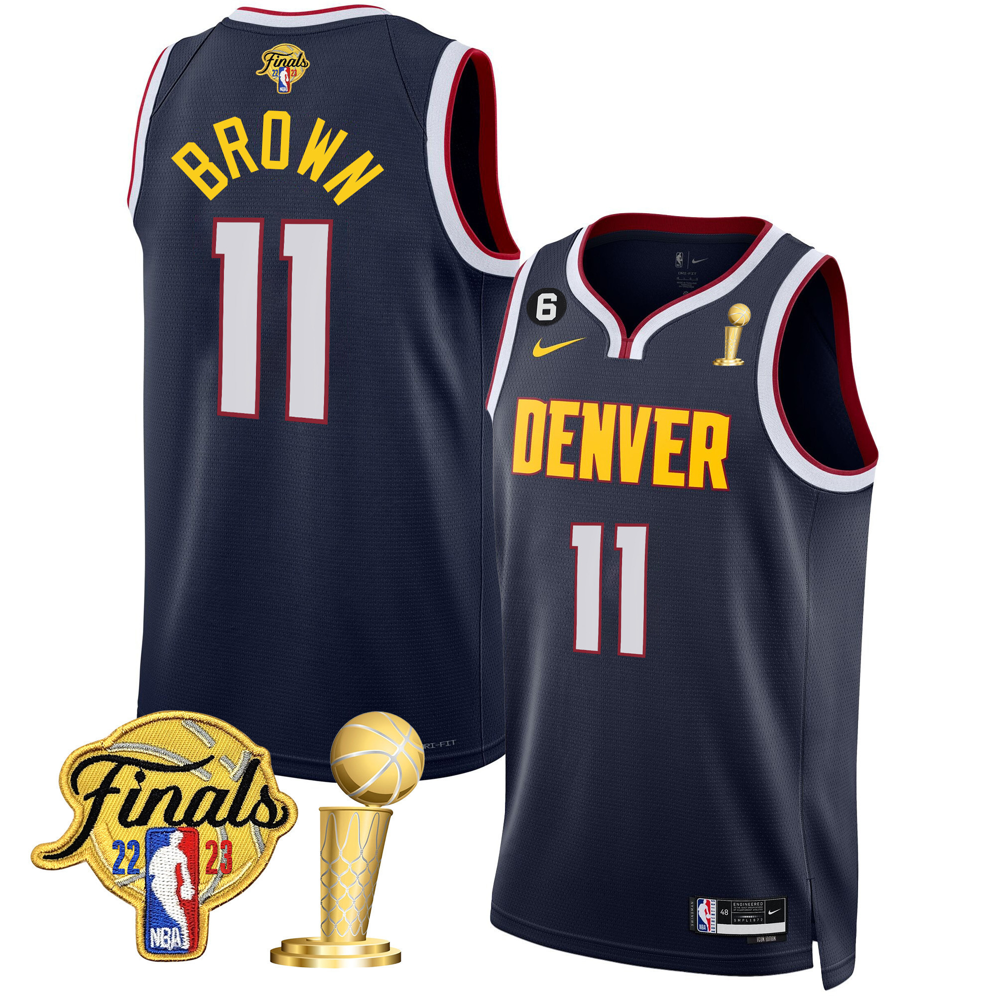 Bruce Brown Youth's Denver Nuggets Finals & Champions Patch Icon Jersey - All Stitched