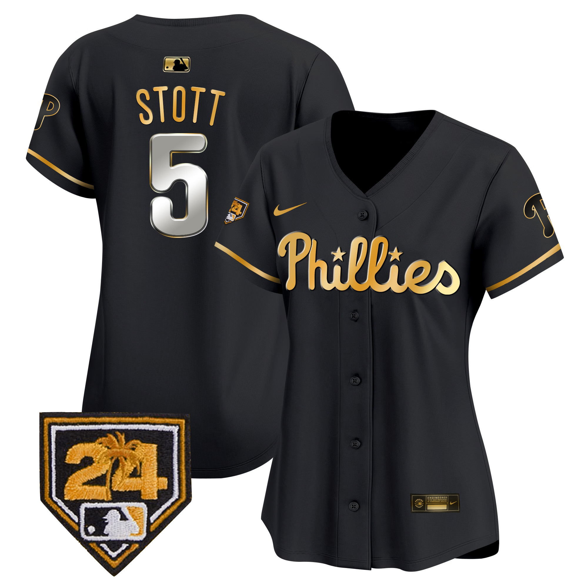Bryson Stott Women's Philadelphia Phillies Spring Training Patch Vapor Premier Limited Black Gold Jersey