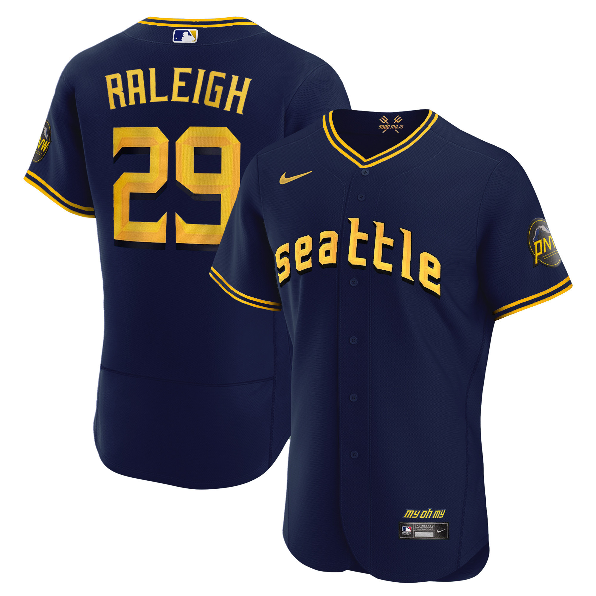 Cal Raleigh Men's Seattle Mariners City Connect Collection Flex Navy Jersey