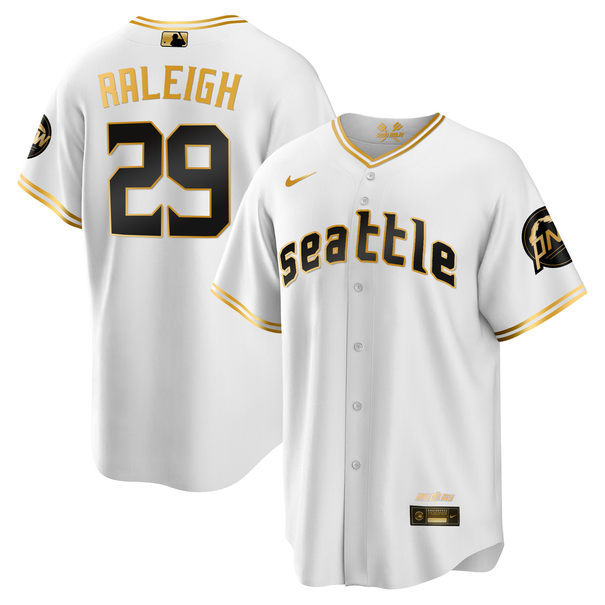 Cal Raleigh Men's Seattle Mariners City Connect Gold Cool White Gold Jersey