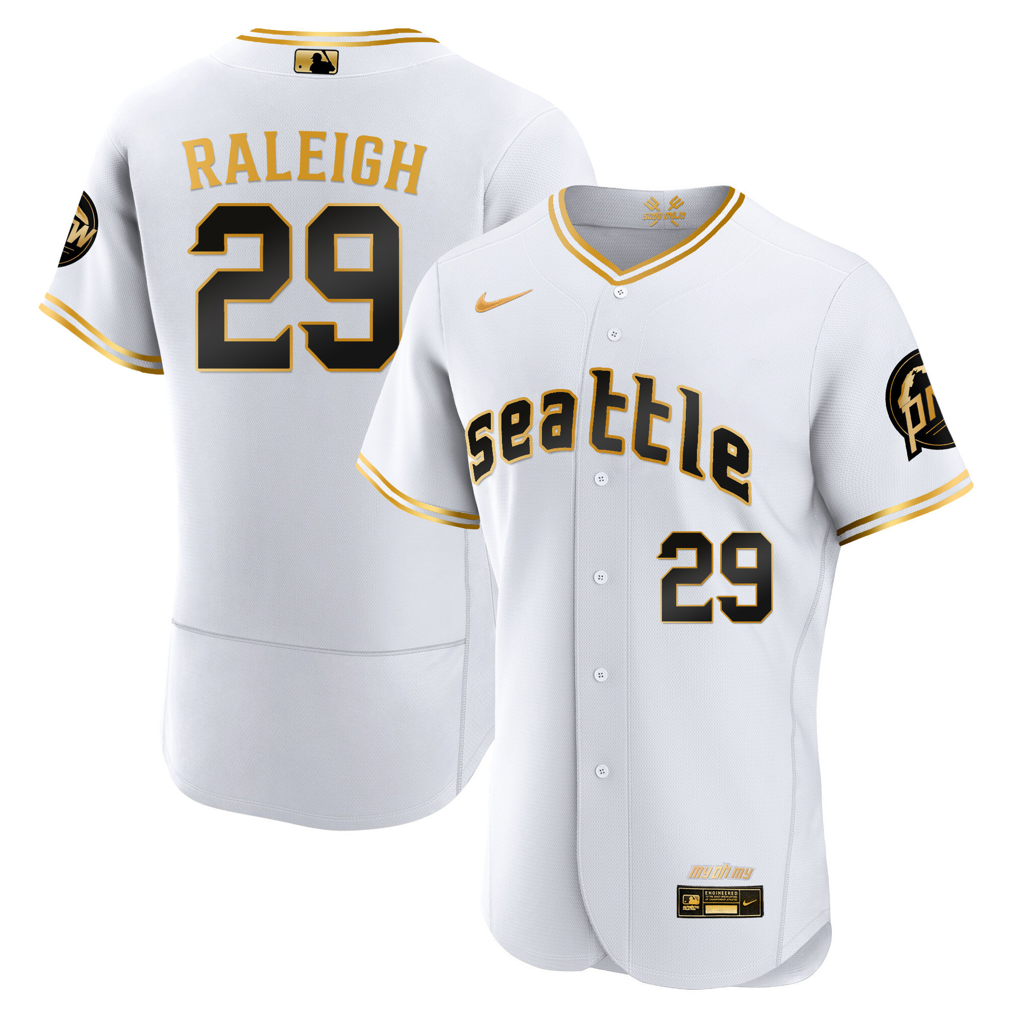 Cal Raleigh Men's Seattle Mariners City Connect Gold Fan Made Flex White Gold Jersey