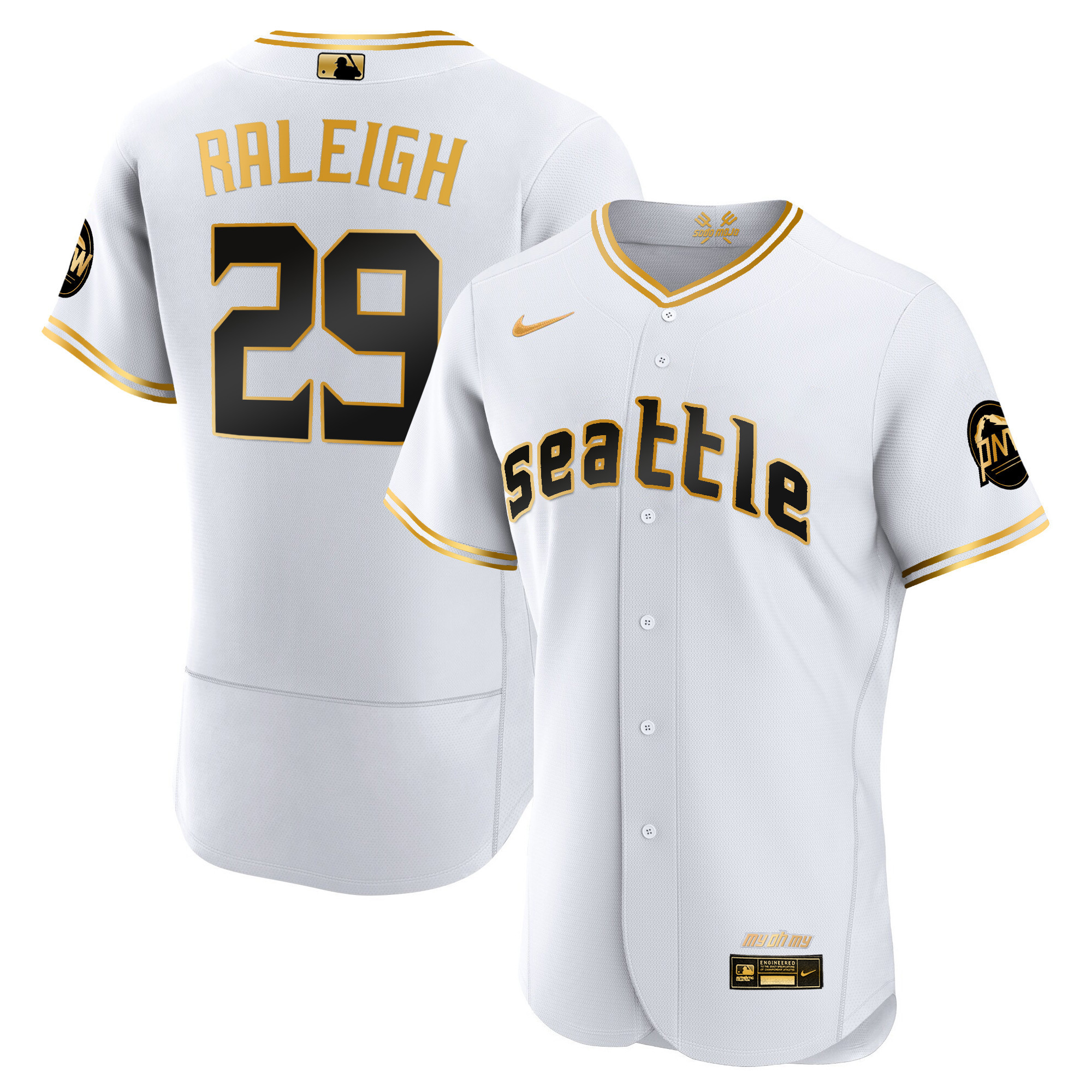 Cal Raleigh Men's Seattle Mariners City Connect Gold Flex White Gold Jersey