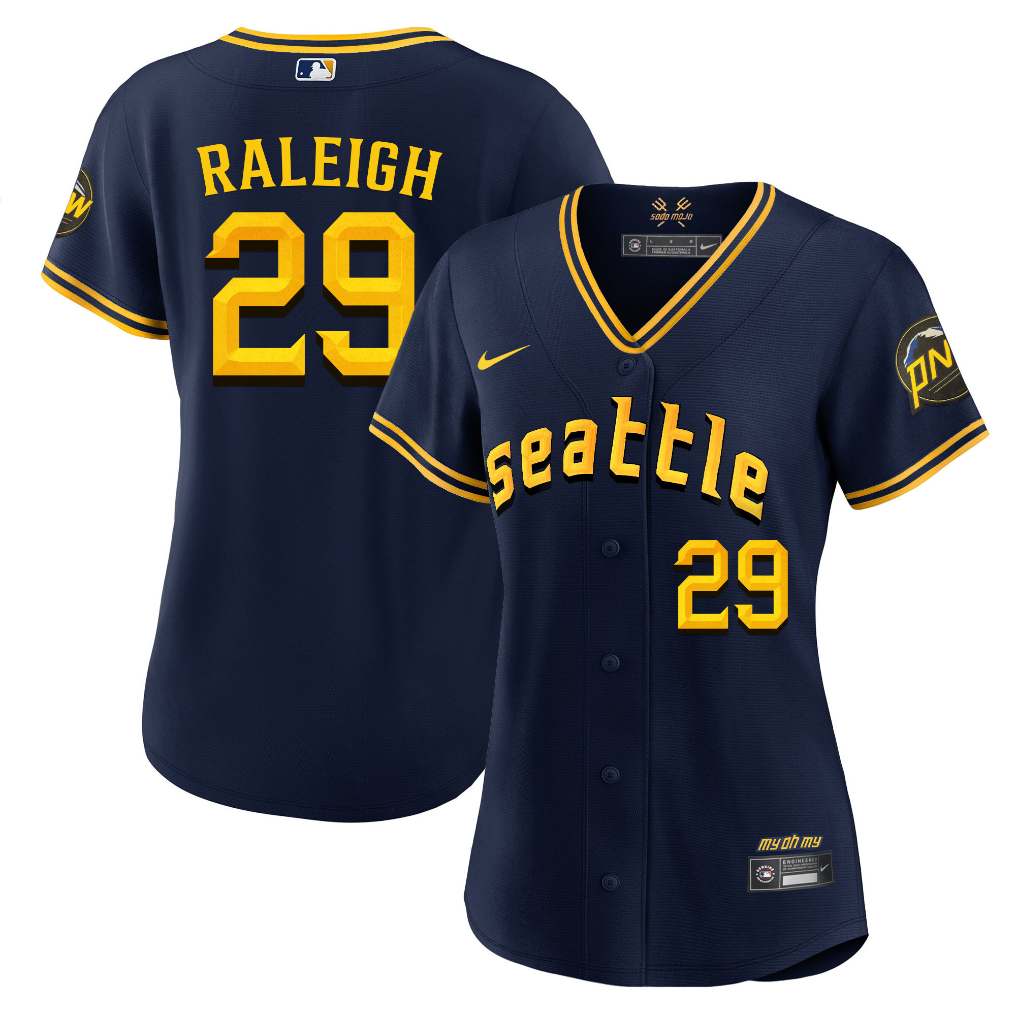 Cal Raleigh Women's Seattle Mariners City Connect Fan Made Navy Jersey