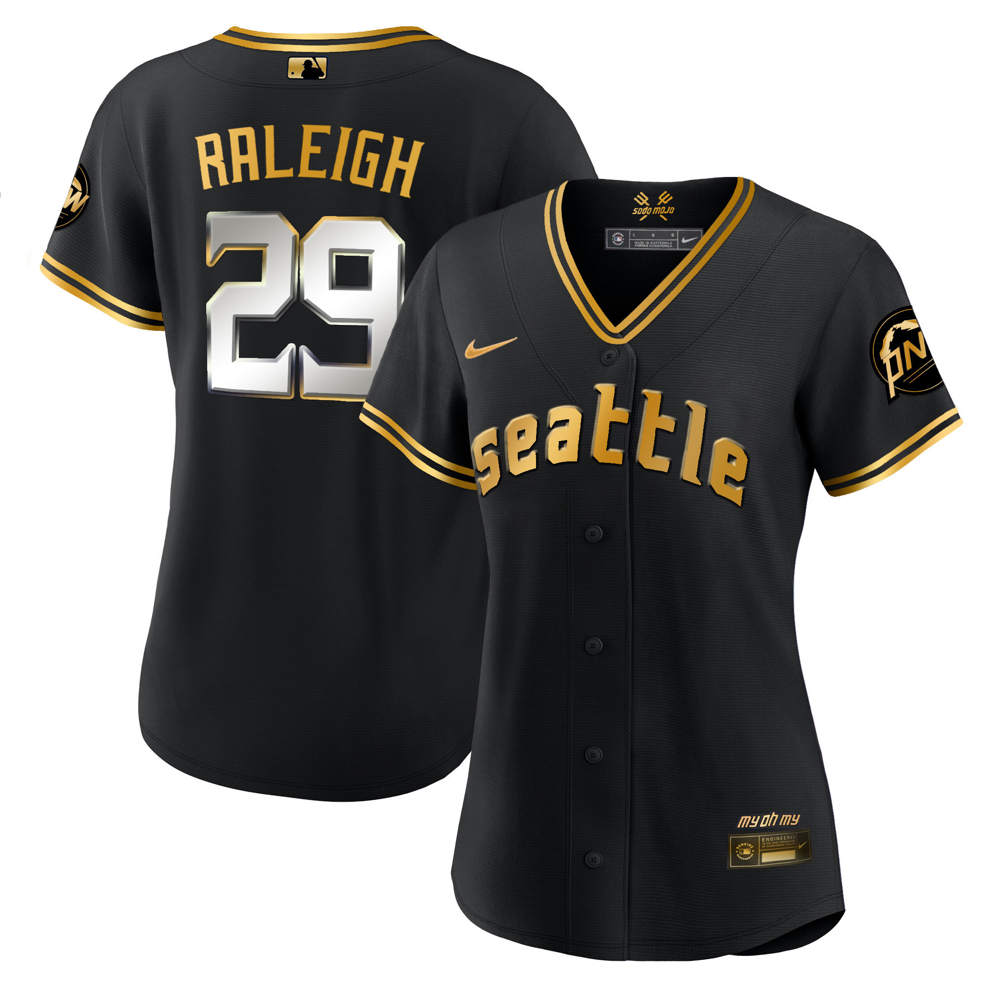 Cal Raleigh Women's Seattle Mariners City Connect Gold Black Gold Jersey