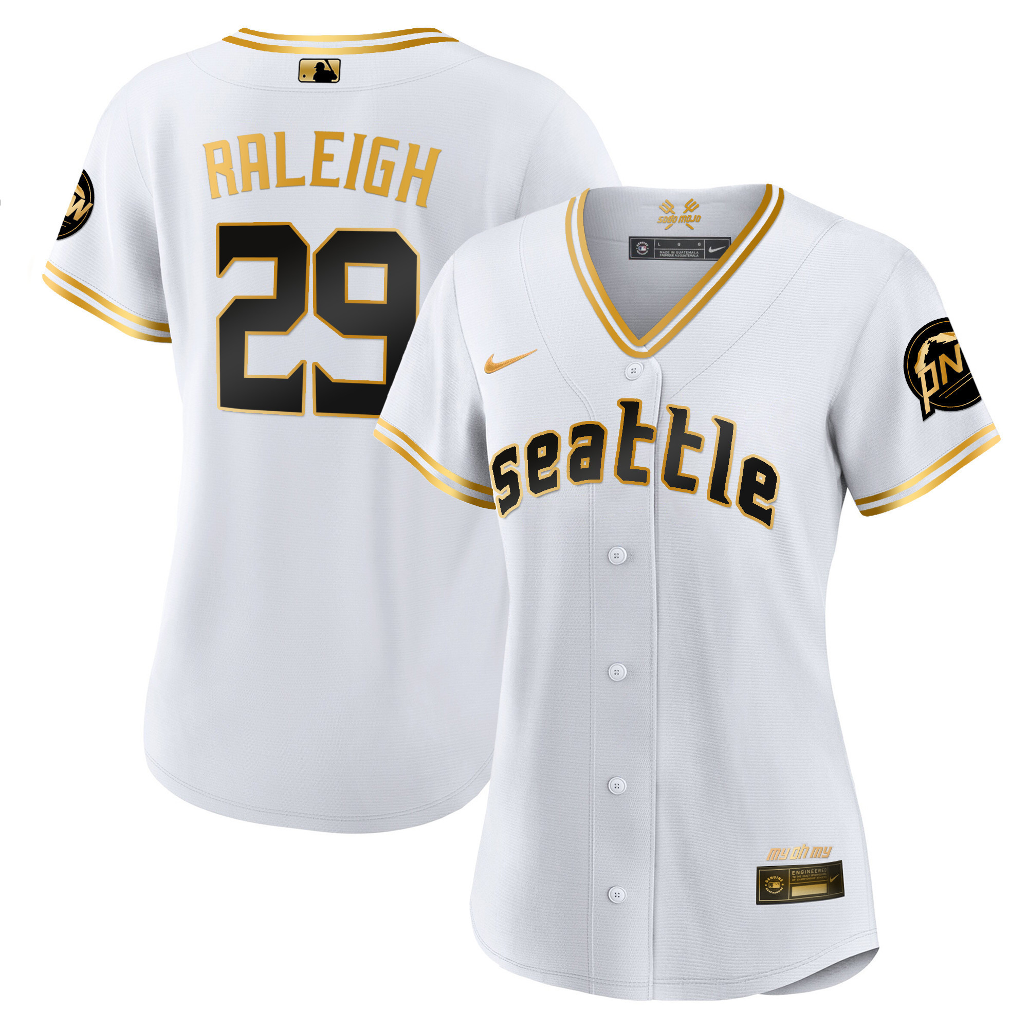 Cal Raleigh Women's Seattle Mariners City Connect Gold White Gold Jersey