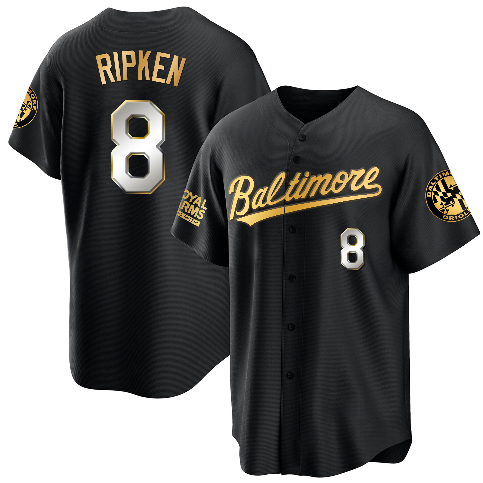 Cal Ripken Men’s Baltimore Orioles Gold Cool Black Limited Jersey - All Stitched