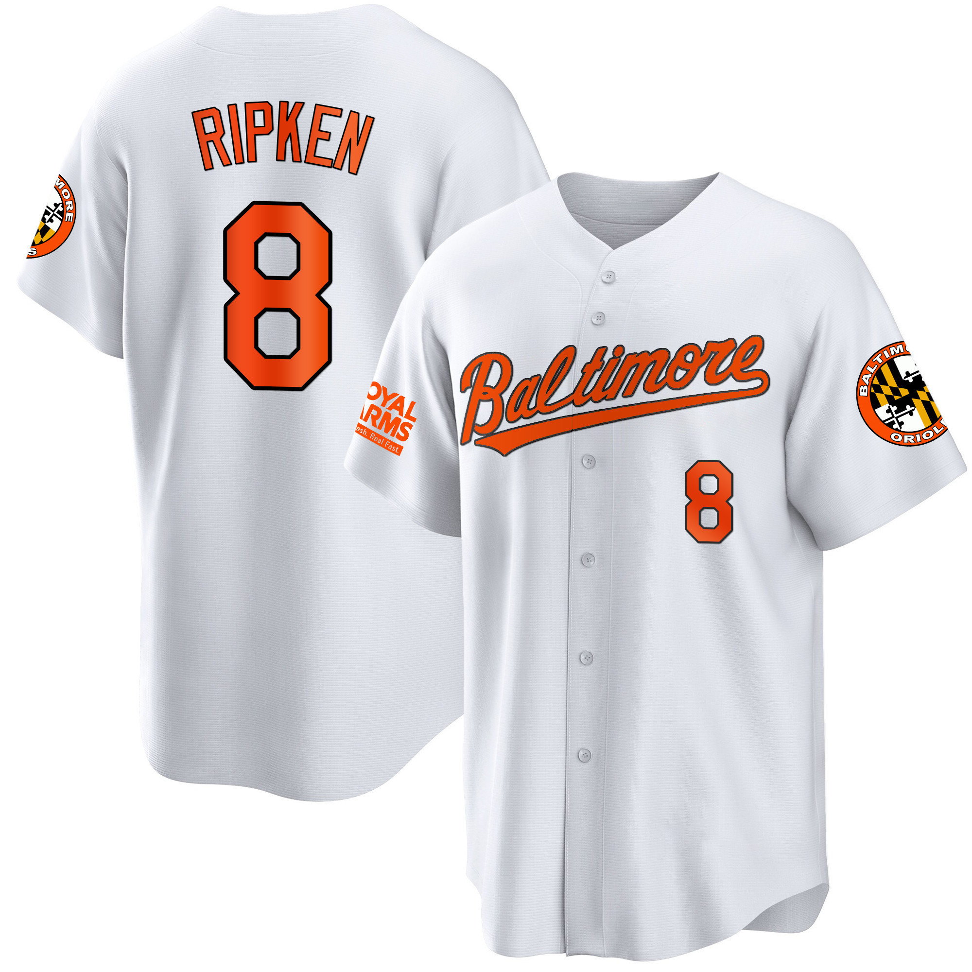 Cal Ripken Men’s Baltimore Orioles Gold Cool White Jersey - All Stitched