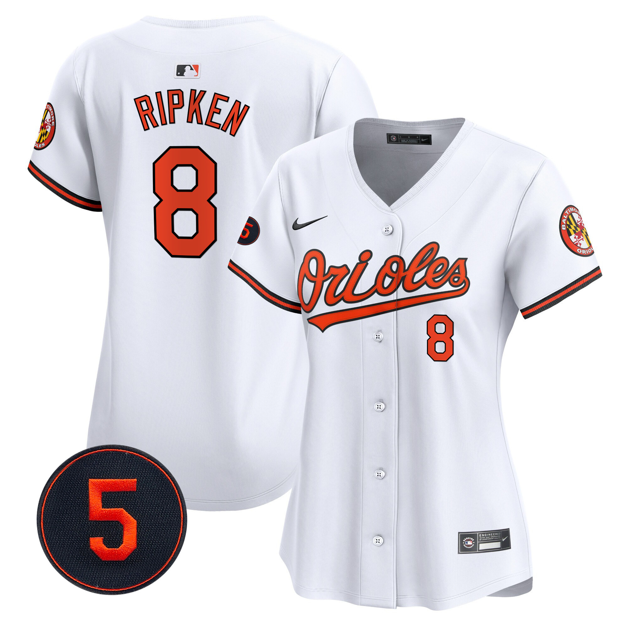 Cal Ripken Women’s Baltimore Orioles Robinson Patch Vapor Premier Limited White Jersey - All Stitched