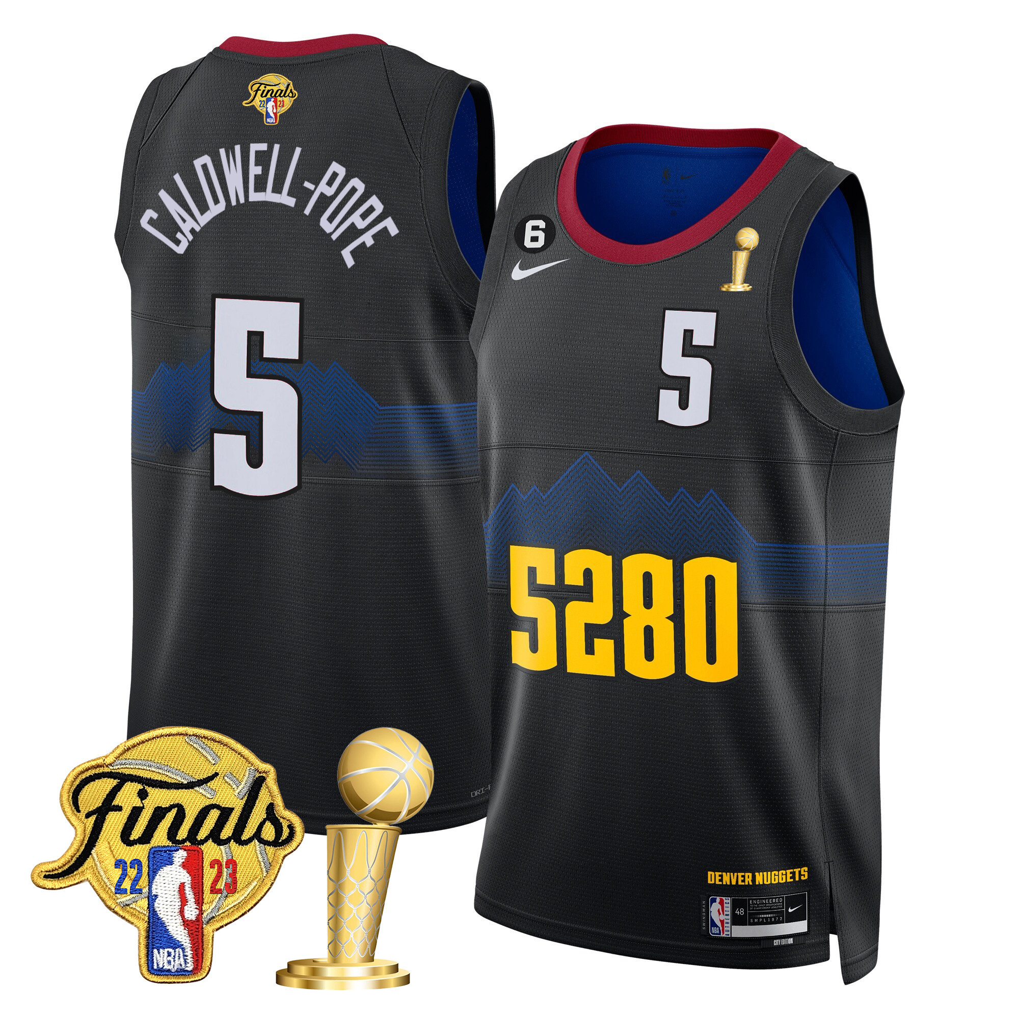 Caldwell-Pope Men's Denver Nuggets Finals & Champions Patch 5280 City Jersey - All Stitched