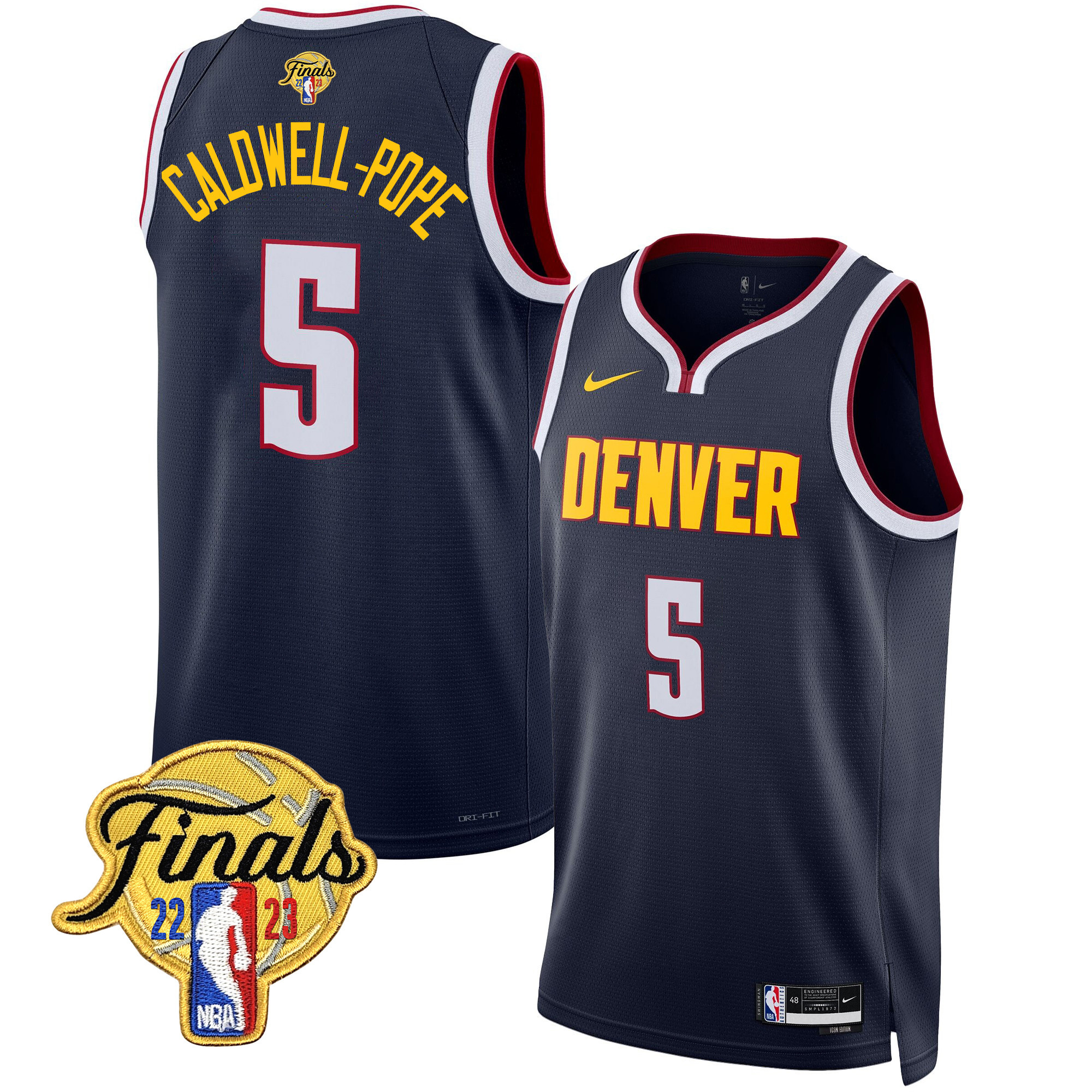 Caldwell-Pope Men's Denver Nuggets Finals Patch Collection V2 Icon Jersey - All Stitched