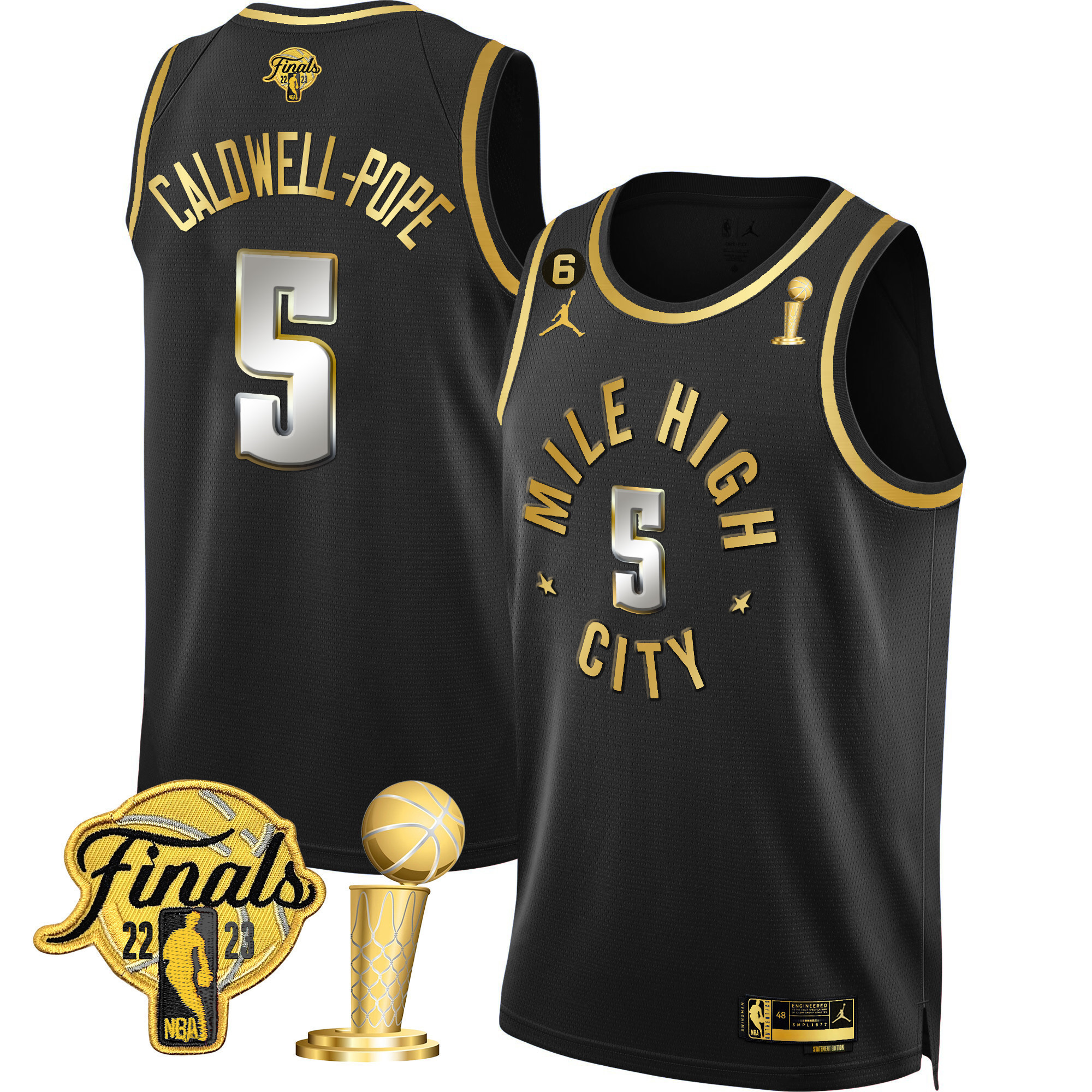 Caldwell-Pope Youth's Denver Nuggets Finals & Champions Patch Gold Statement Limited Jersey - All Stitched