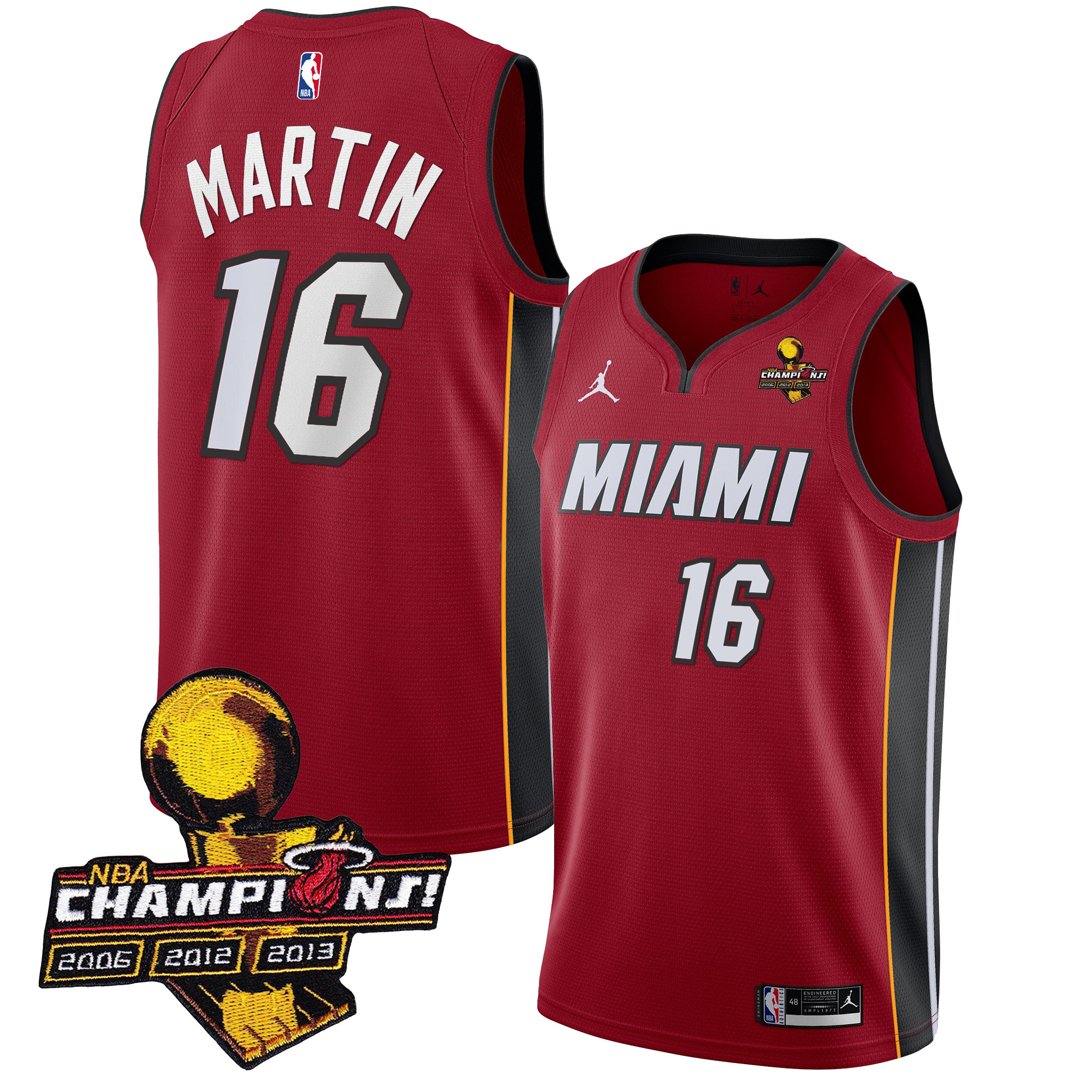 Caleb Martin Men's Miami Heat 3-Time Champions Patch Collection Statement Jersey - All Stitched