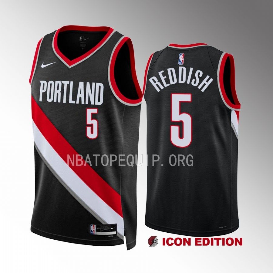 Cam Reddish Portland Trail Blazers #5 Black Jersey Icon Edition Swingman