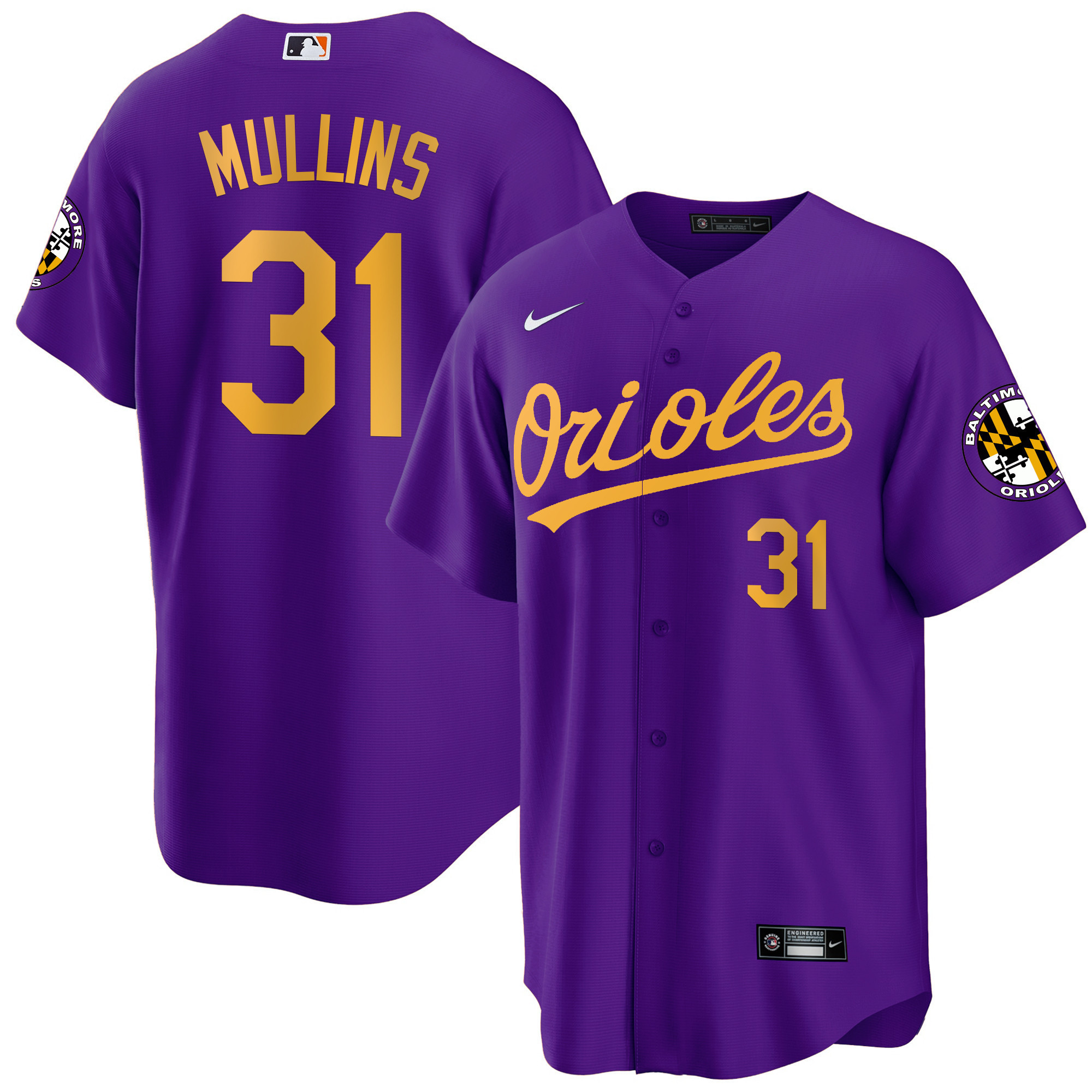 Cedric Mullins Men’s Baltimore Orioles Special Gold Cool Purple Gold Jersey - All Stitched