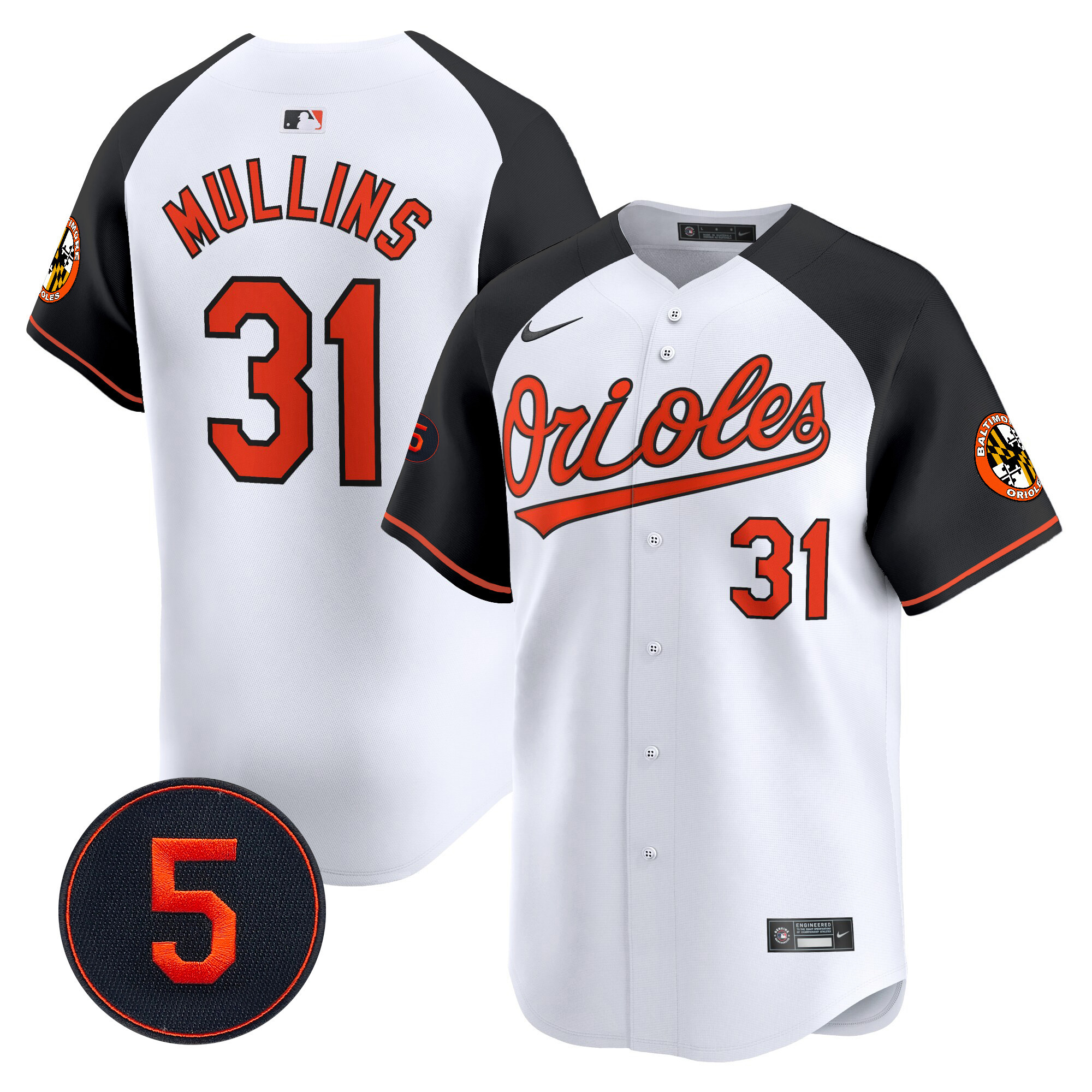 Cedric Mullins Men’s Baltimore Orioles Robinson Patch Vapor Premier Limited V2 White Alternate Jersey - All Stitched