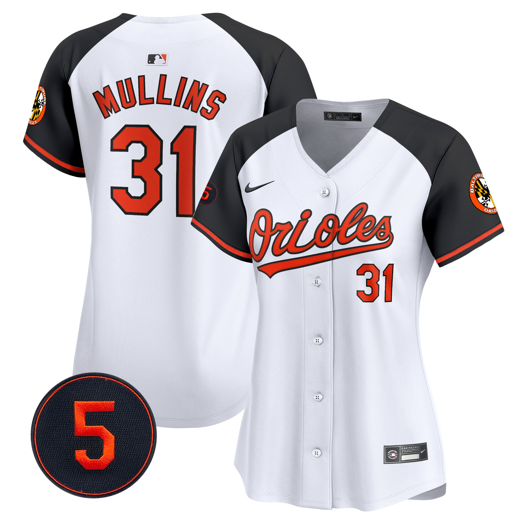 Cedric Mullins Women’s Baltimore Orioles Robinson Patch Vapor Premier Limited Alternate Jersey - All Stitched