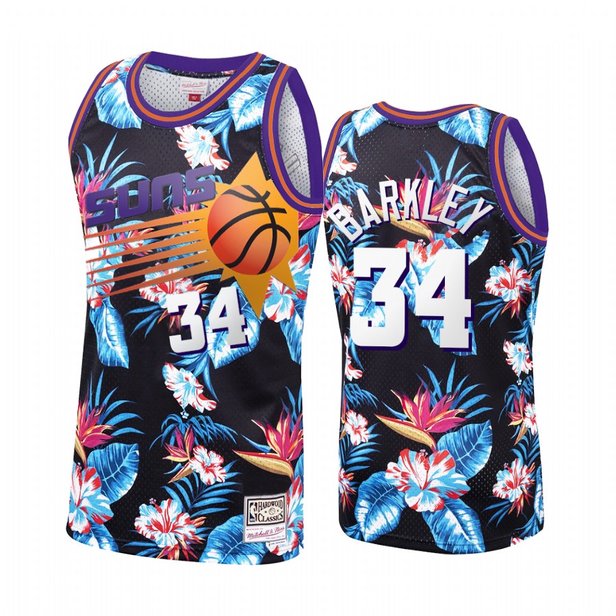 Charles Barkley #34 Phoenix Suns Black Floral Fashion Jersey
