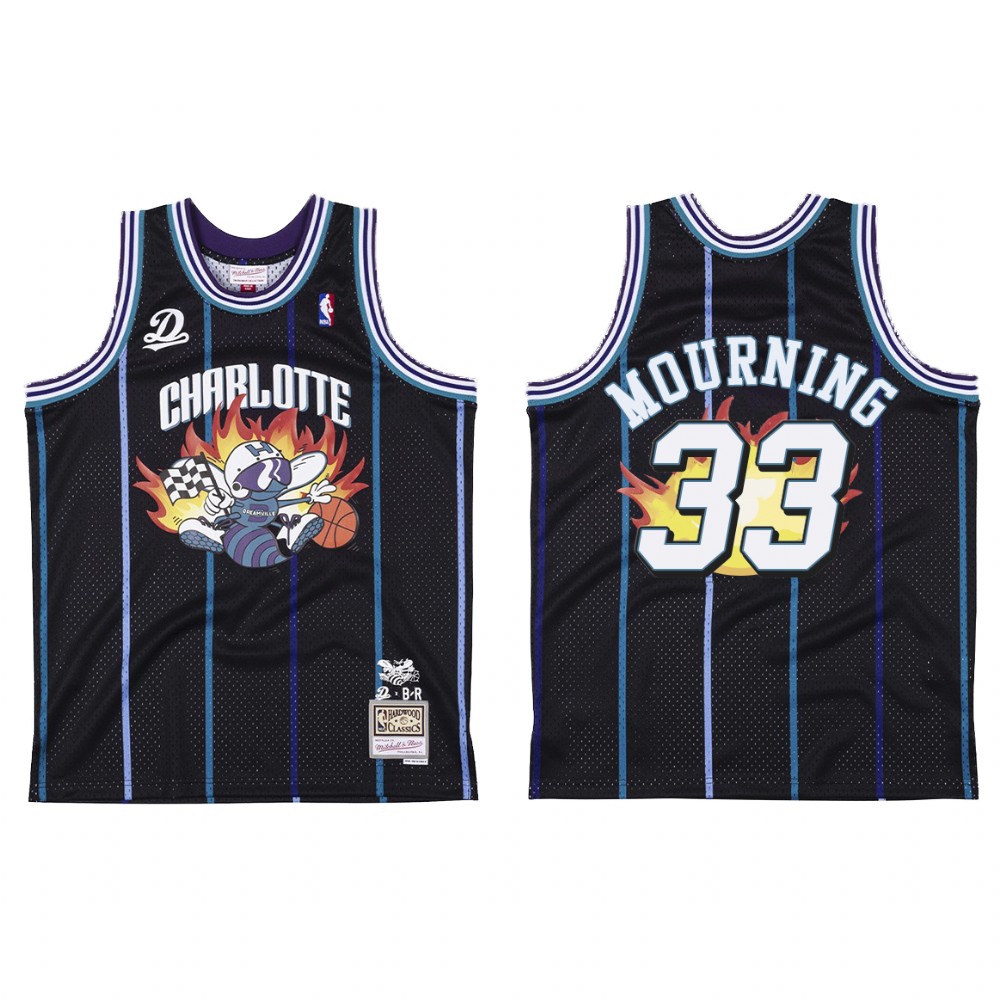 Charlotte Hornets BR Remix Alonzo Mourning #33 Black Jersey
