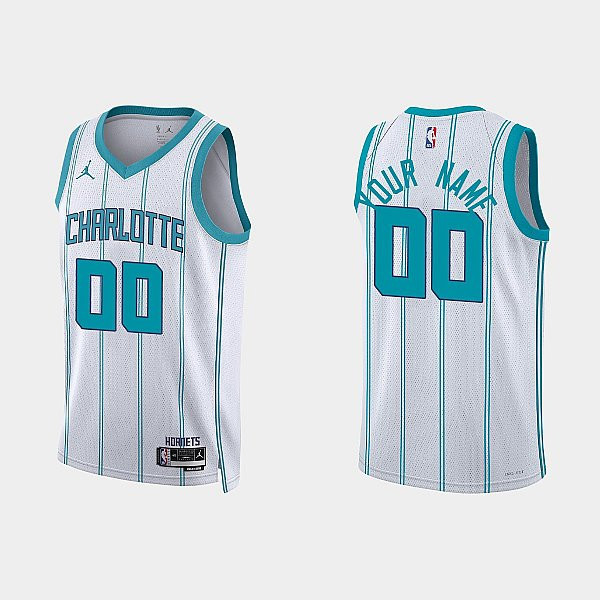 Charlotte Hornets Custom 00 Association Edition White Men Jersey Swingman