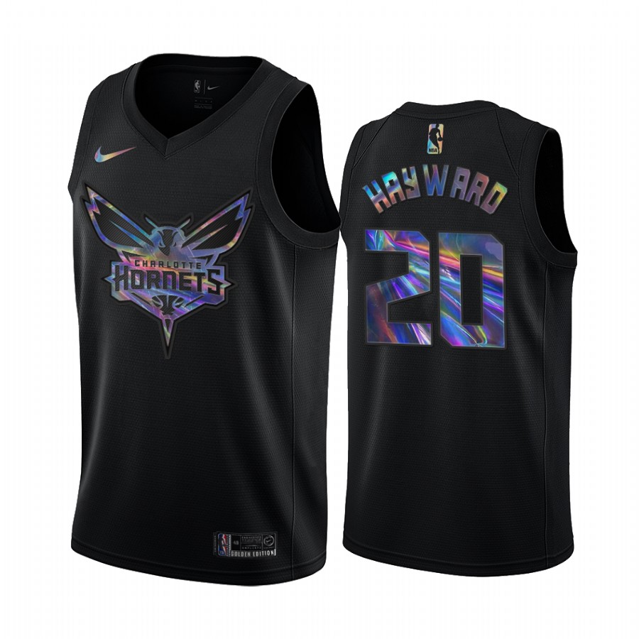 Charlotte Hornets Gordon Hayward #20 Jersey Iridescent Holographic Black Limited Edition