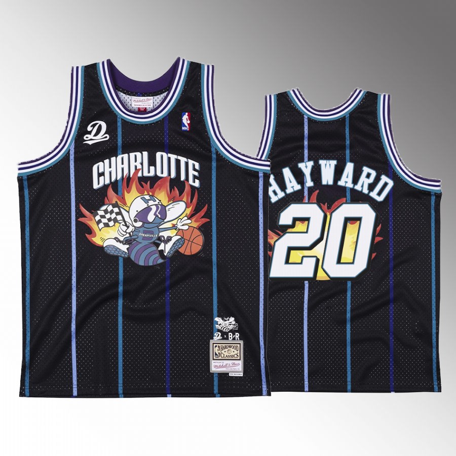 Charlotte Hornets Gordon Hayward BR Remix Black Jersey #20 Fashion