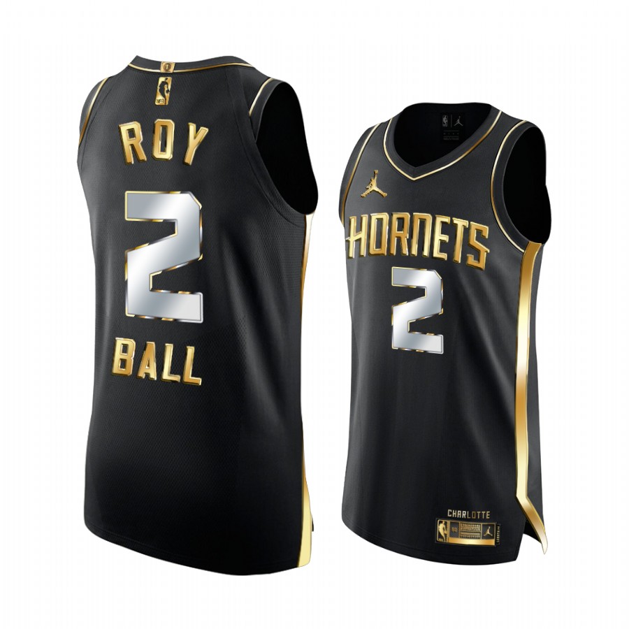 Charlotte Hornets LaMelo Ball Rookie Of The Year Black Golden Jersey