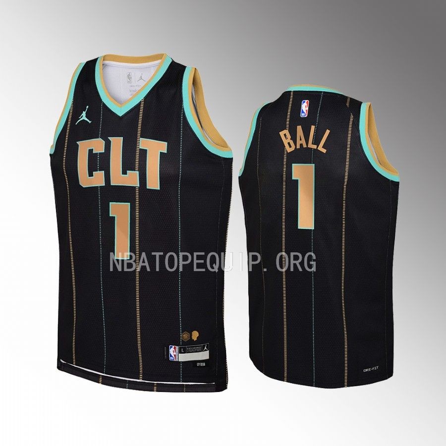 Charlotte Hornets LaMelo Ball City Edition Black Youth Jersey Swingman #1