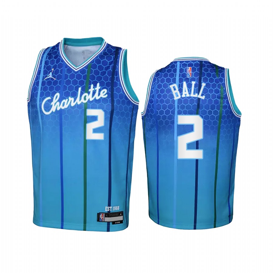 Charlotte Hornets LaMelo Ball City Edition Teal Youth Jersey 75th Anniversary #2